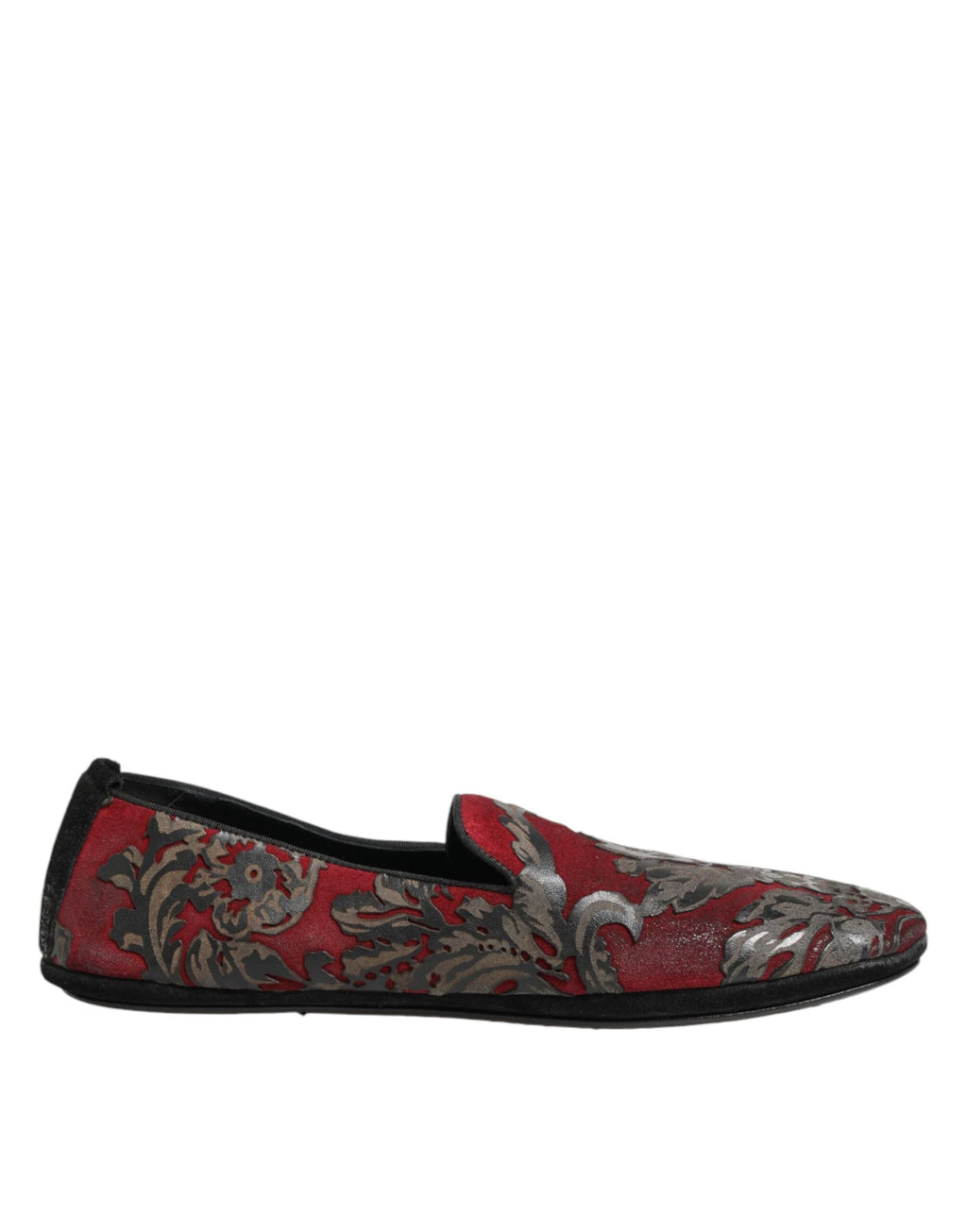 Dolce & Gabbana Bordeaux Jacquard Leather Slip On Loafer Shoes by Dolce & Gabbana