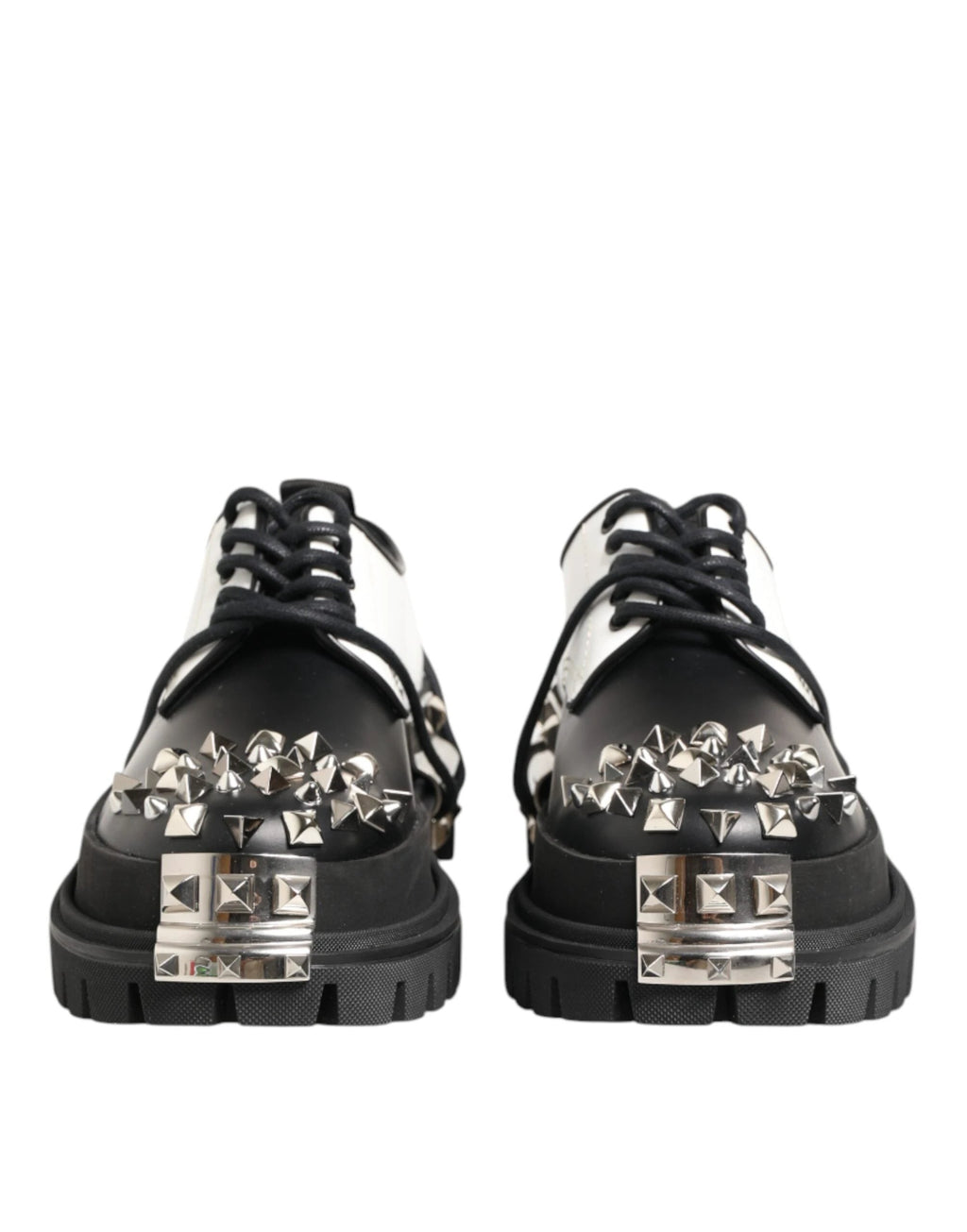 Dolce & Gabbana Black White Studded Men Formal Derby Shoes by Dolce & Gabbana