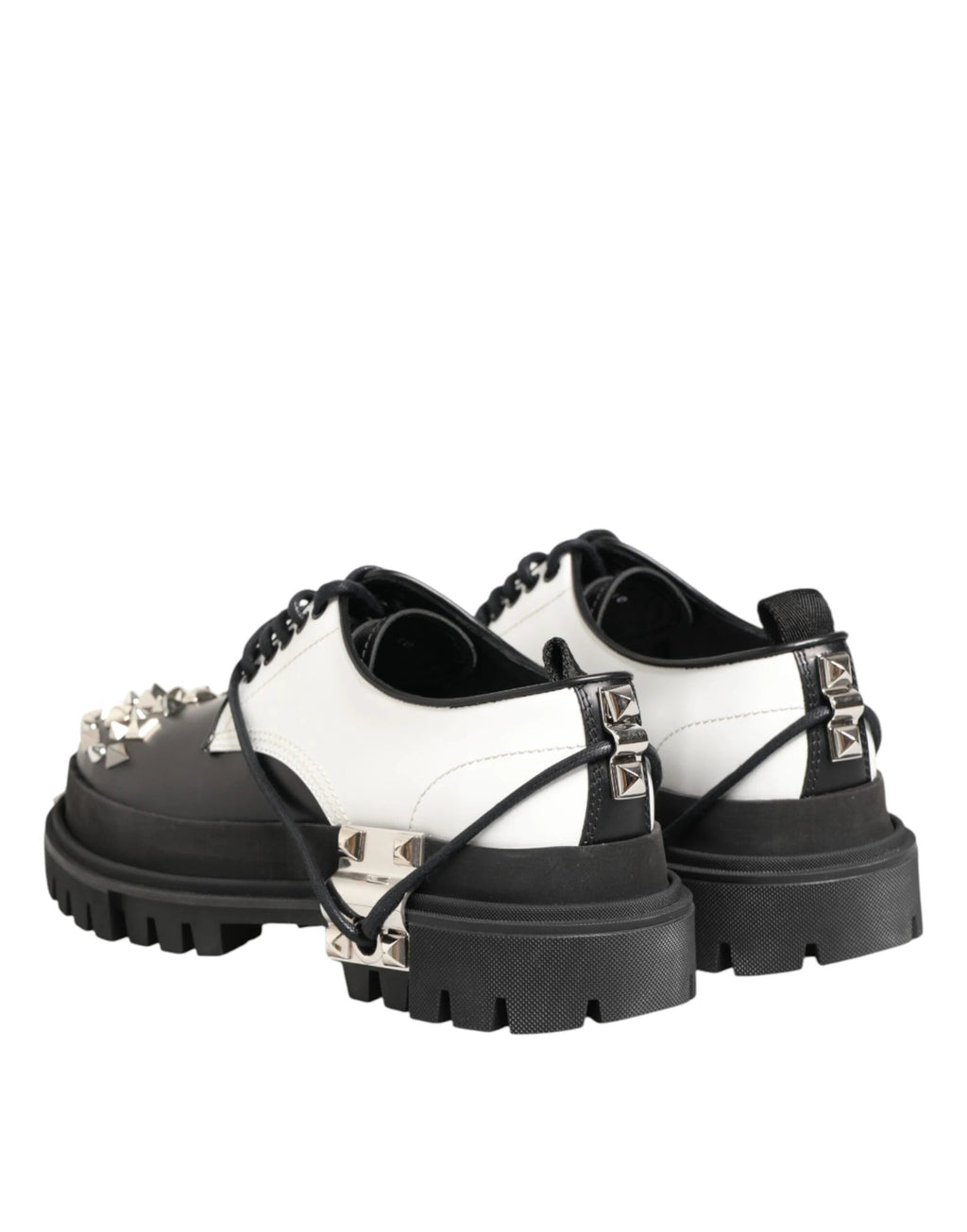 Dolce & Gabbana Black White Studded Men Formal Derby Shoes by Dolce & Gabbana