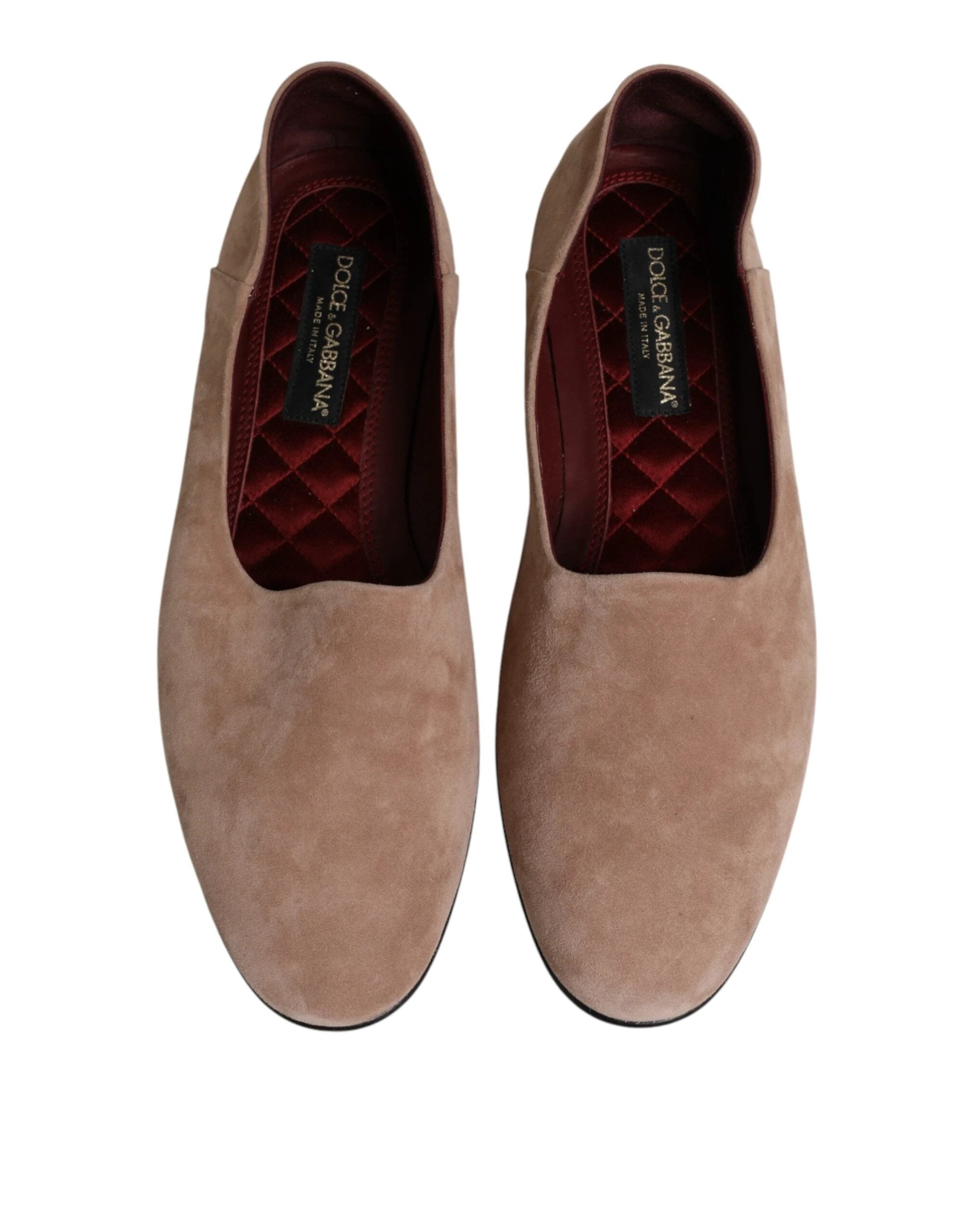 Dolce & Gabbana Beige Leather Suede Slip On Loafers Dress Shoes by Dolce & Gabbana