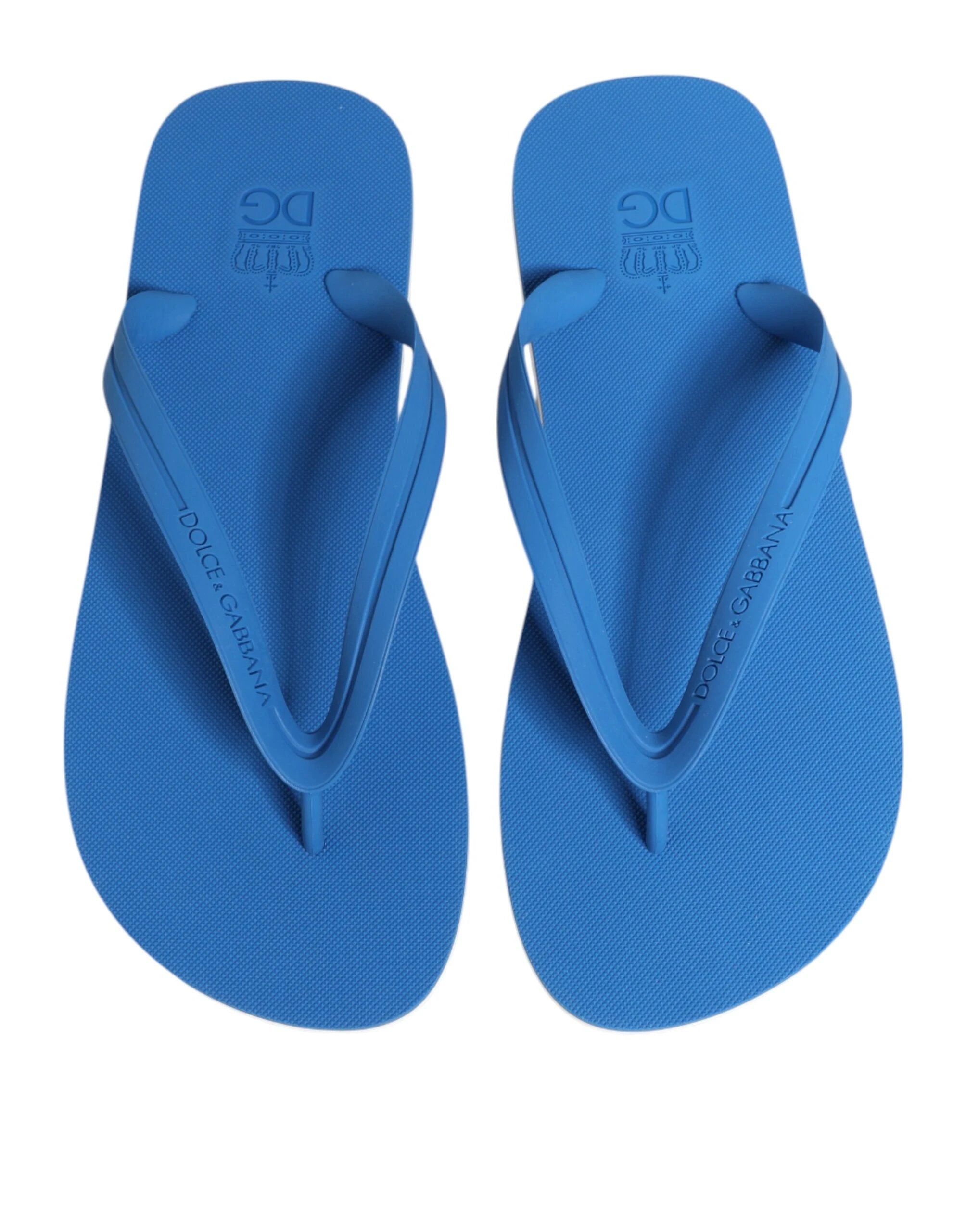Dolce & Gabbana Blue White Logo Beachwear Flats Slipper Shoes by Dolce & Gabbana