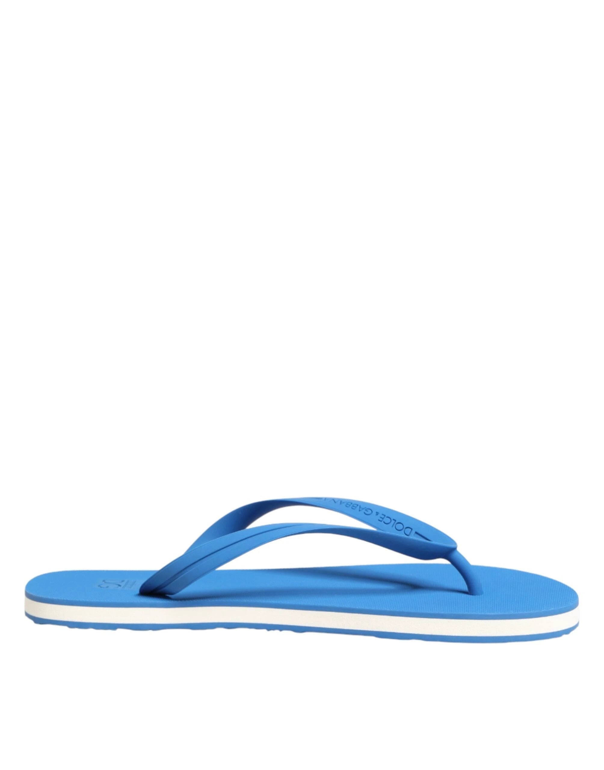 Dolce & Gabbana Blue White Logo Beachwear Flats Slipper Shoes by Dolce & Gabbana