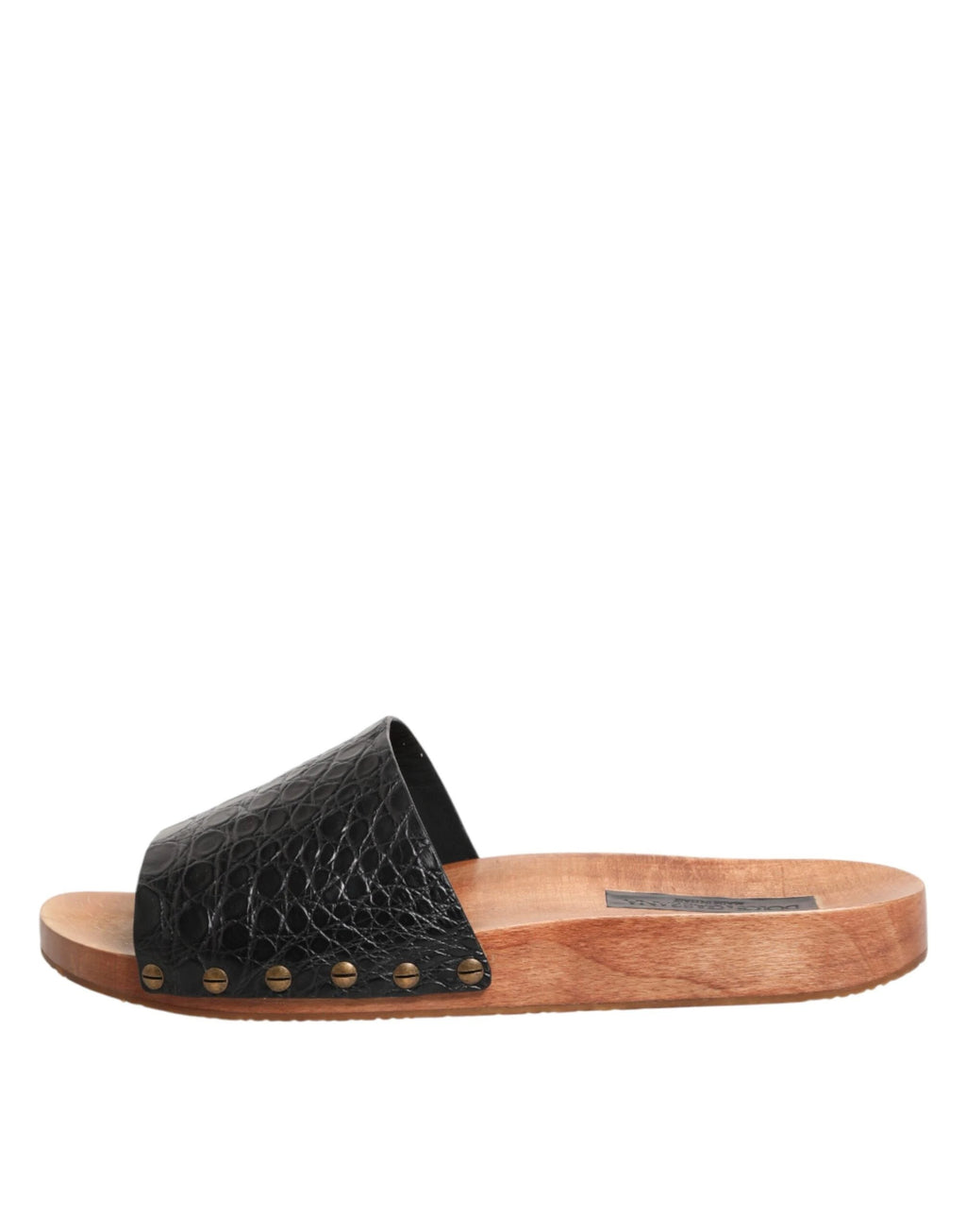Dolce & Gabbana Black Brown Leather Slides Sandals Shoes by Dolce & Gabbana