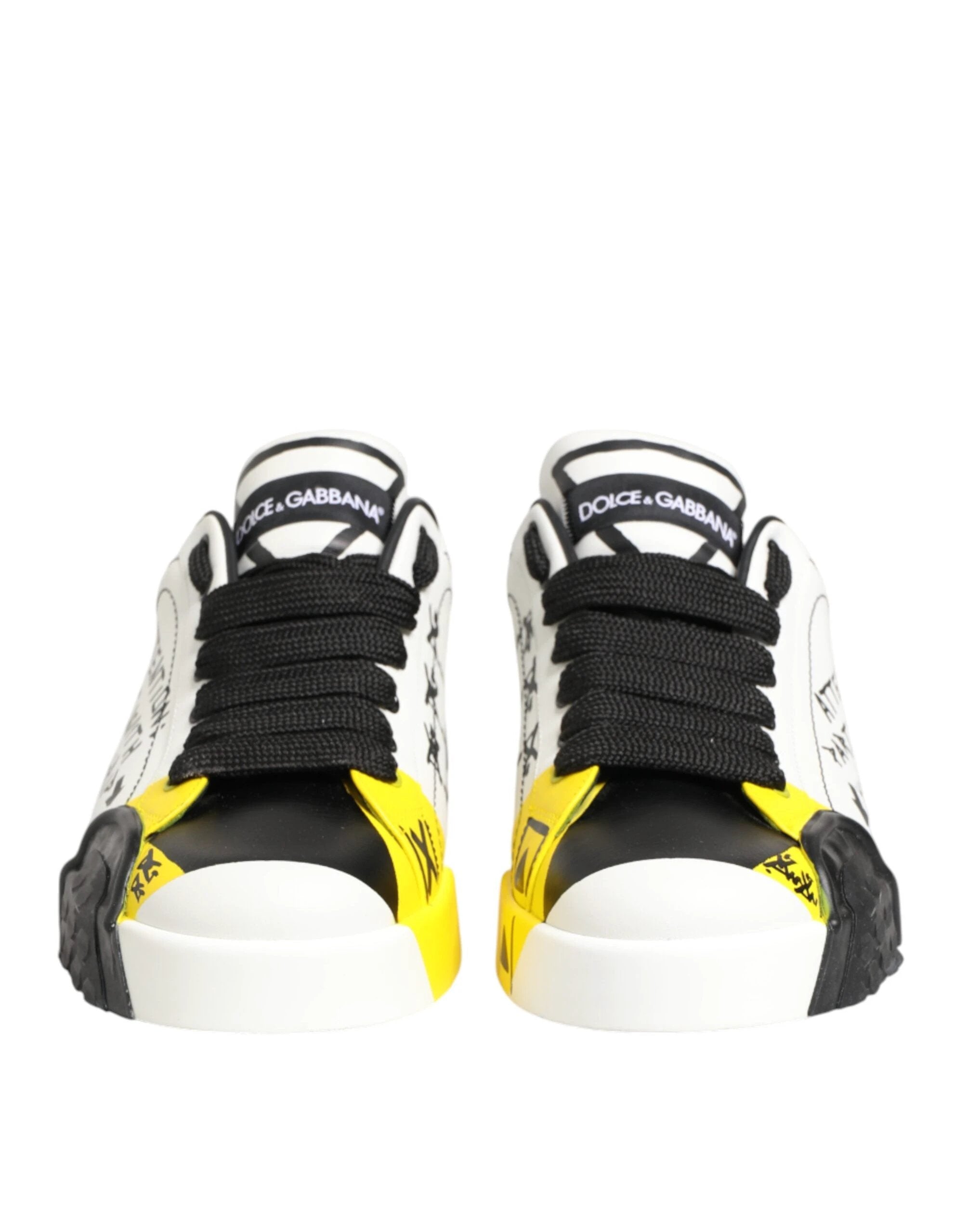 Dolce & Gabbana Multicolor Leather Graffiti Low Top Sneakers Shoes by Dolce & Gabbana