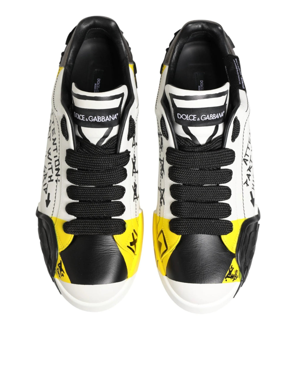 Dolce & Gabbana Multicolor Leather Graffiti Low Top Sneakers Shoes by Dolce & Gabbana