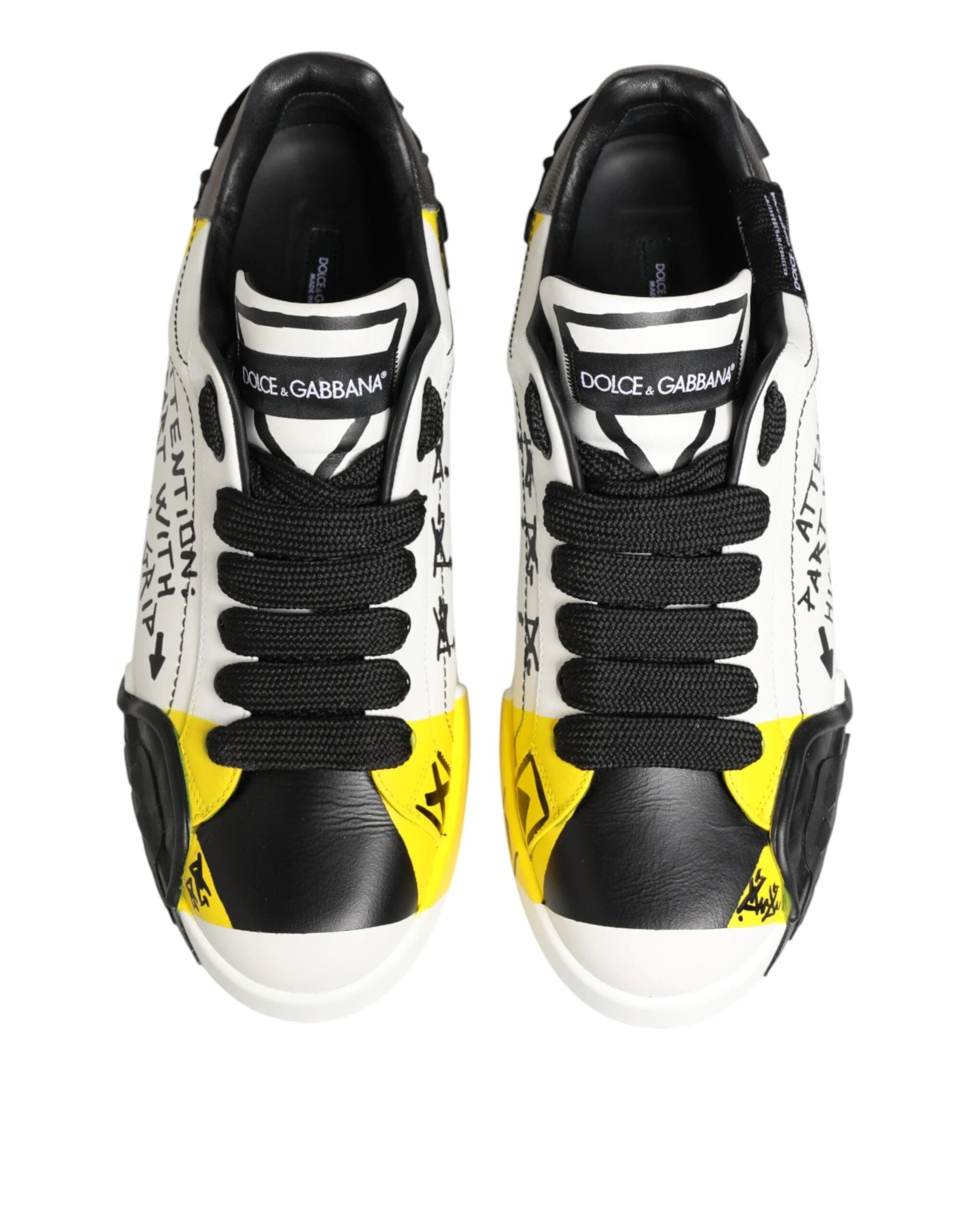 Dolce & Gabbana Multicolor Leather Graffiti Low Top Sneakers Shoes by Dolce & Gabbana