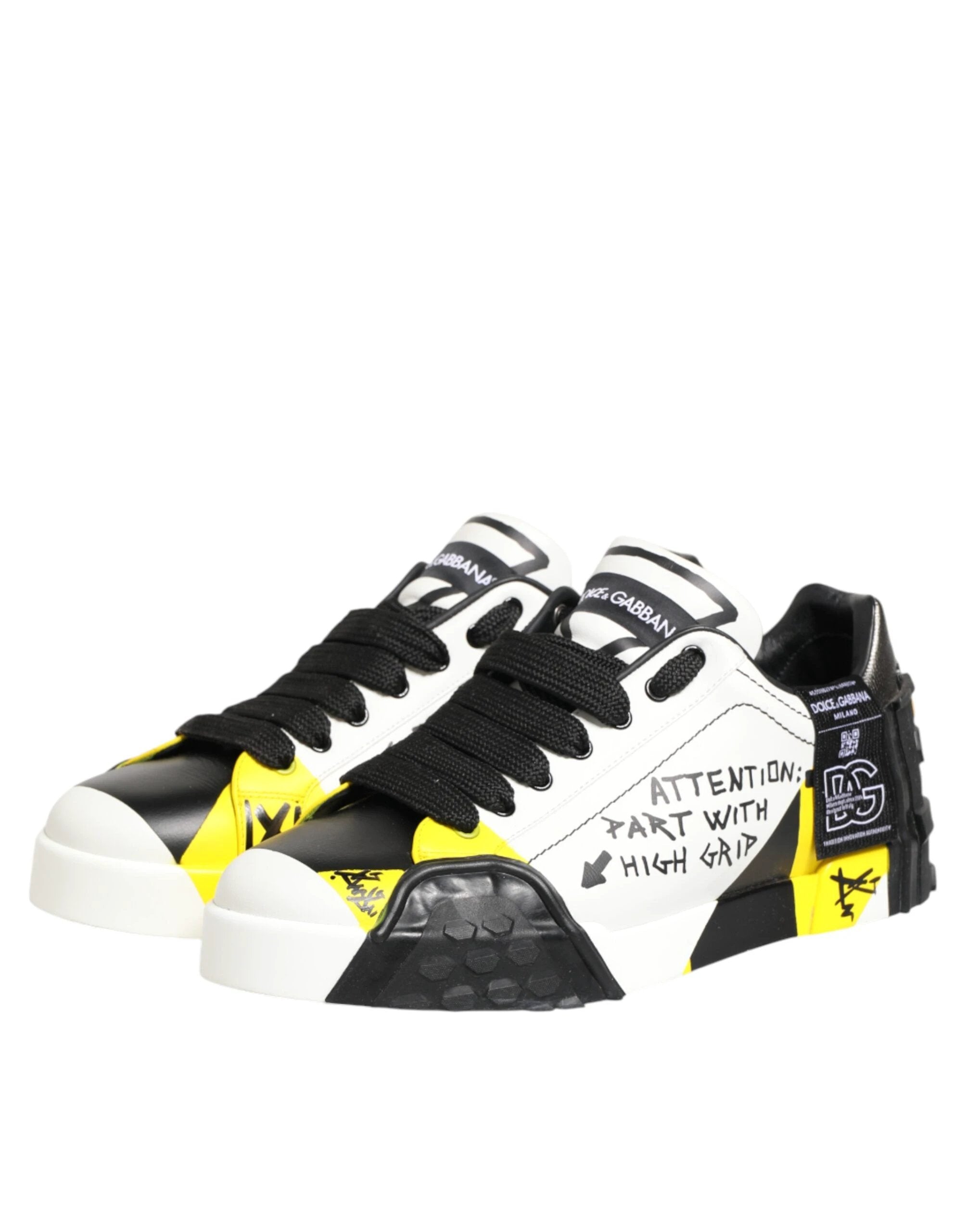Dolce & Gabbana Multicolor Leather Graffiti Low Top Sneakers Shoes by Dolce & Gabbana