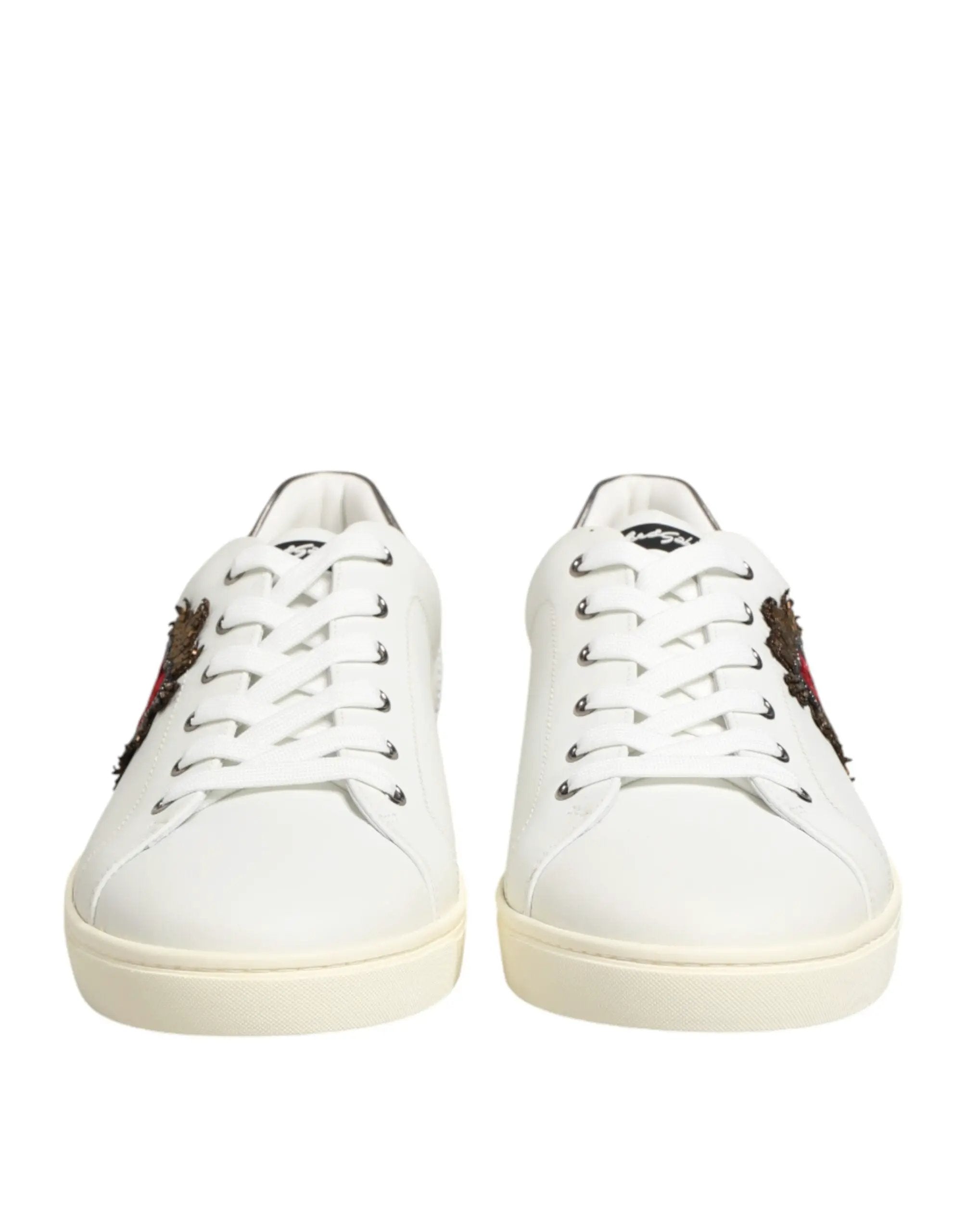 Baskets Dolce &amp; Gabbana en cuir blanc ornées de cœurs