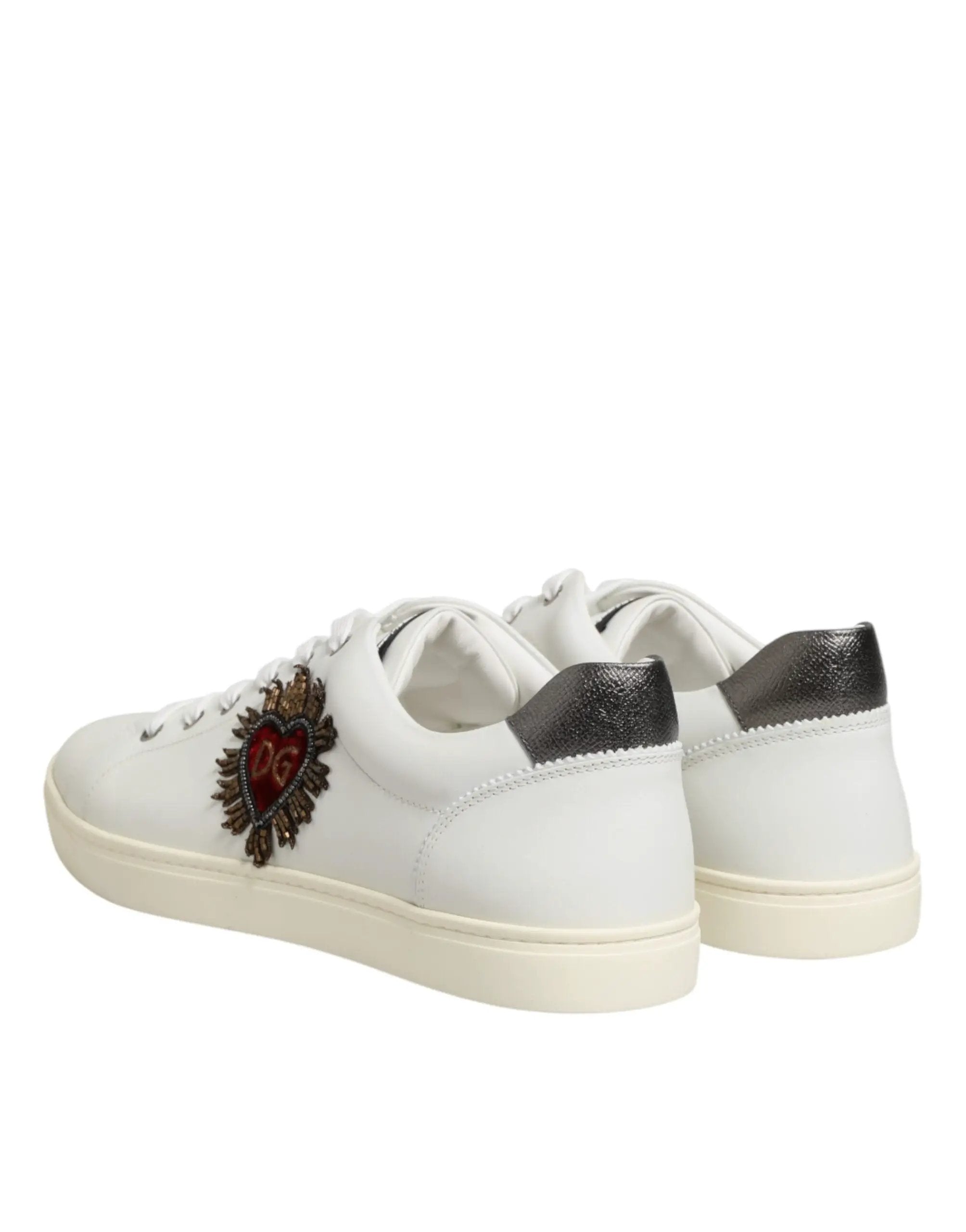 Baskets Dolce &amp; Gabbana en cuir blanc ornées de cœurs