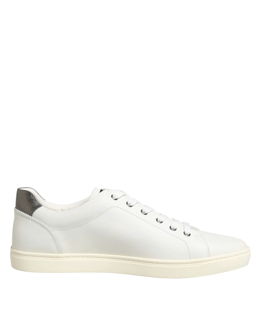 Dolce & Gabbana White Leather Heart Embellished Sneakers Shoes by Dolce & Gabbana