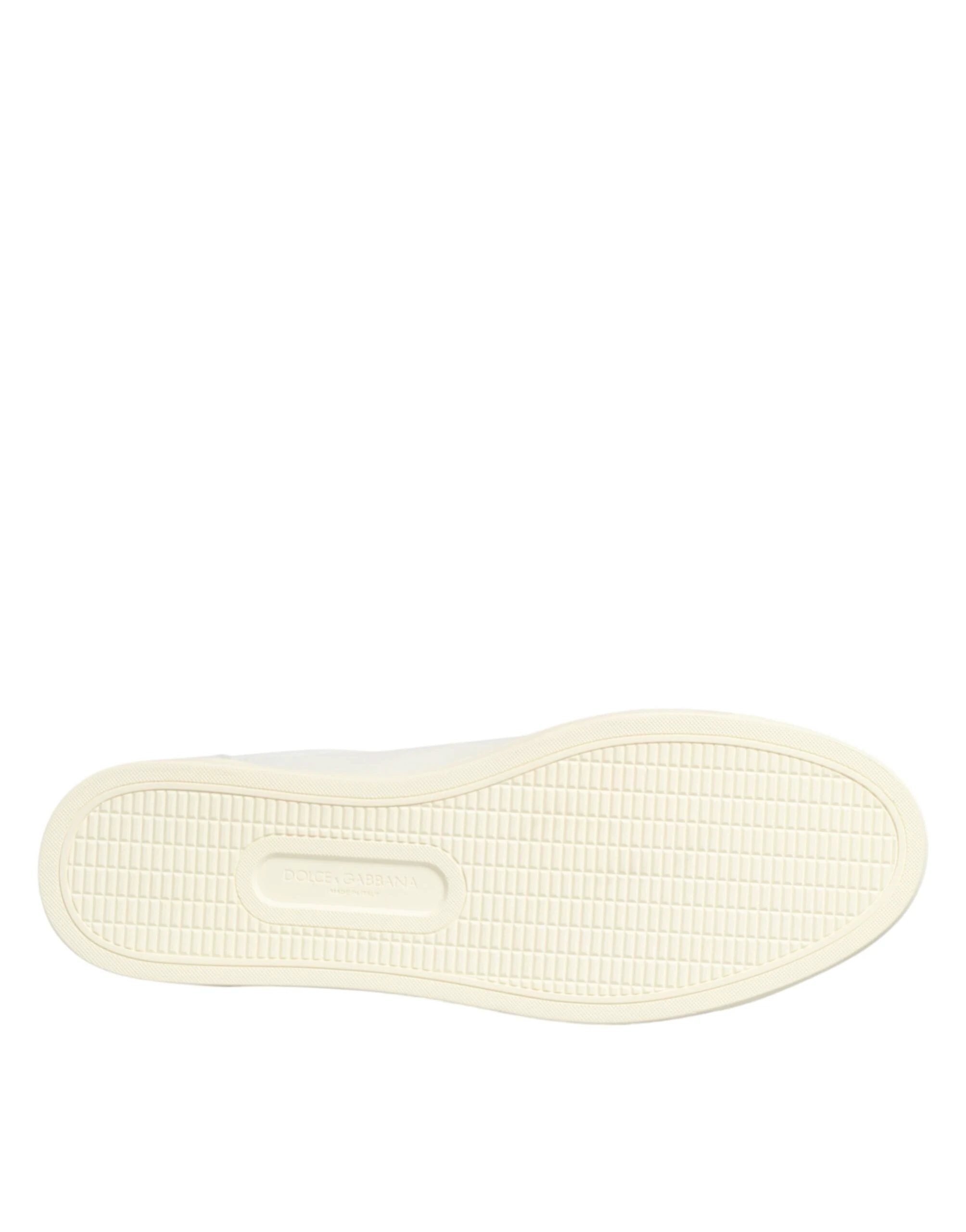 Dolce & Gabbana White Leather Heart Embellished Sneakers Shoes by Dolce & Gabbana