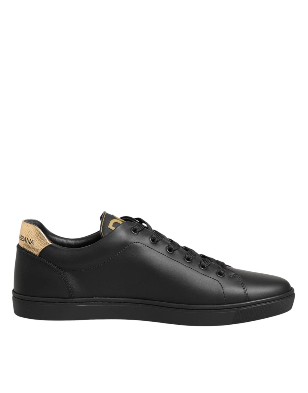 Dolce & Gabbana Black Leather Heart Embellished Sneakers Shoes by Dolce & Gabbana