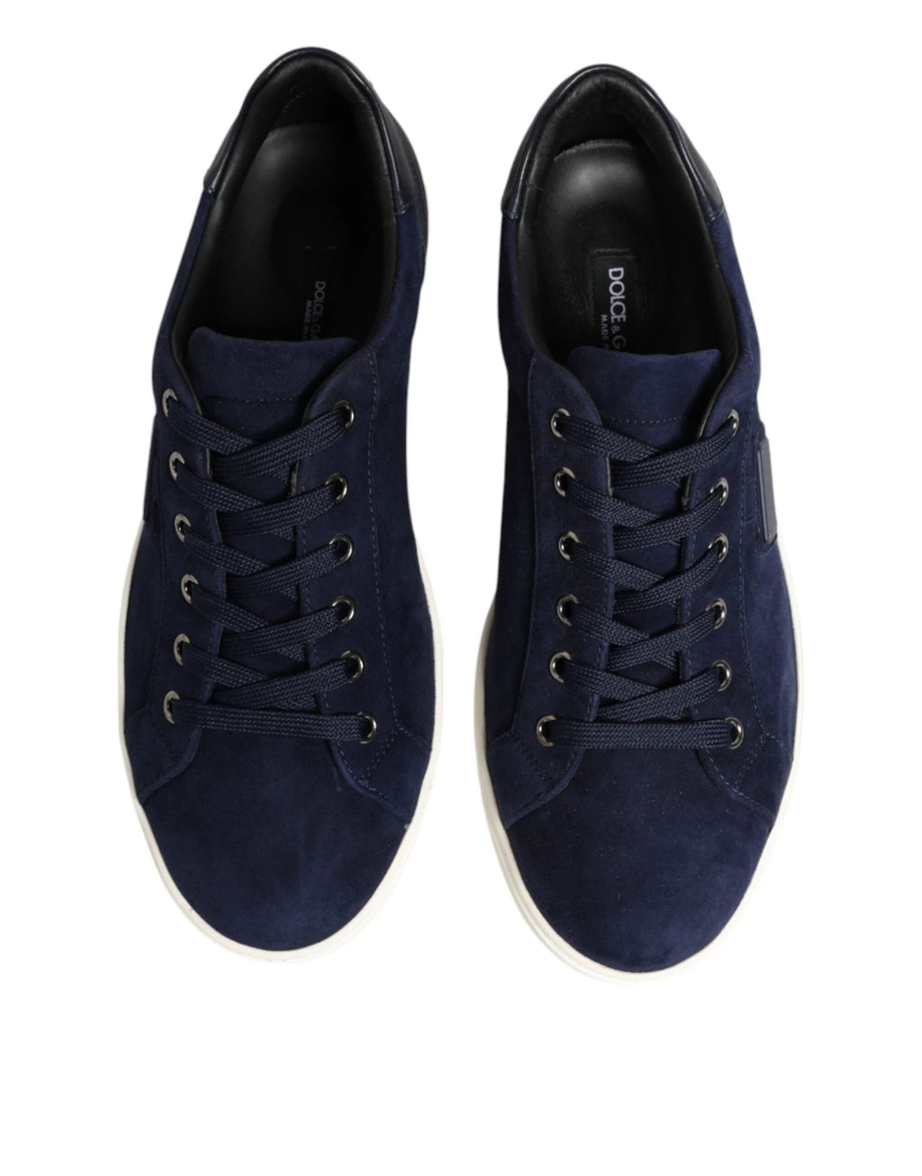 Dolce & Gabbana Blue Leather Suede Low Top Sneakers Shoes by Dolce & Gabbana
