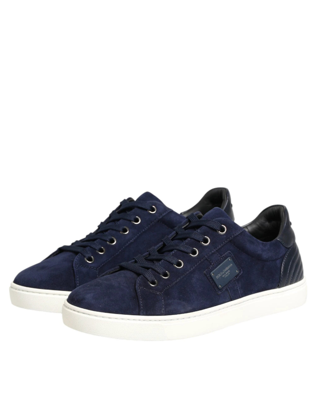 Dolce & Gabbana Blue Leather Suede Low Top Sneakers Shoes by Dolce & Gabbana