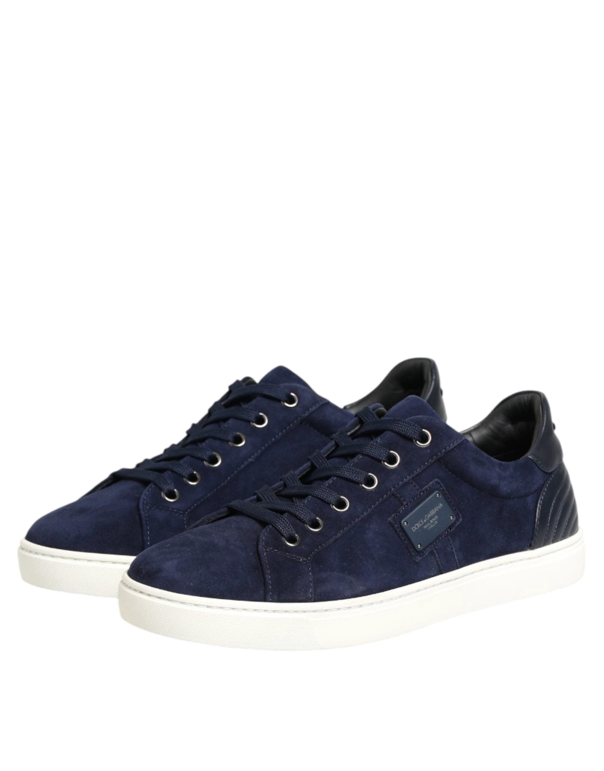 Dolce & Gabbana Blue Leather Suede Low Top Sneakers Shoes by Dolce & Gabbana