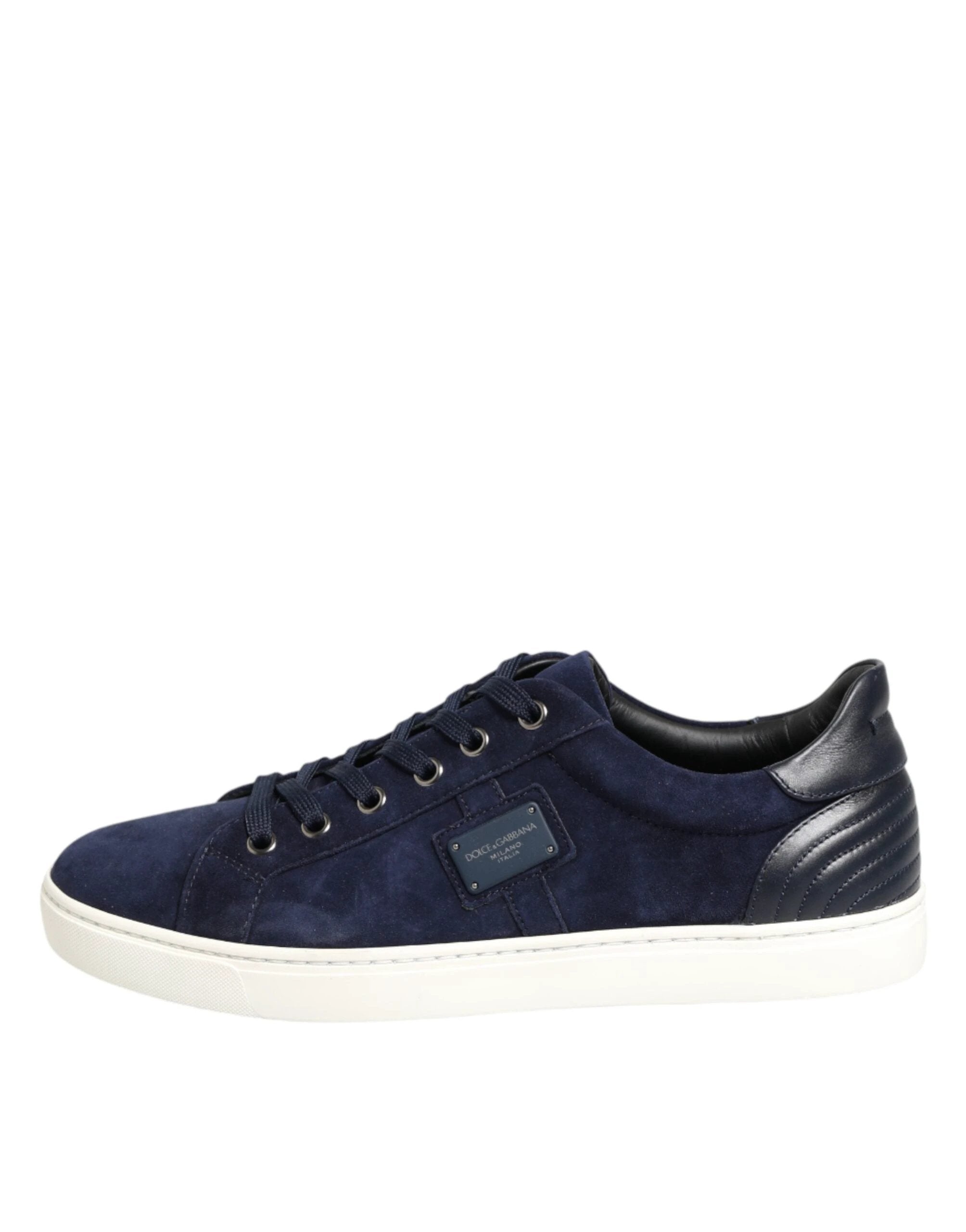 Dolce & Gabbana Blue Leather Suede Low Top Sneakers Shoes by Dolce & Gabbana