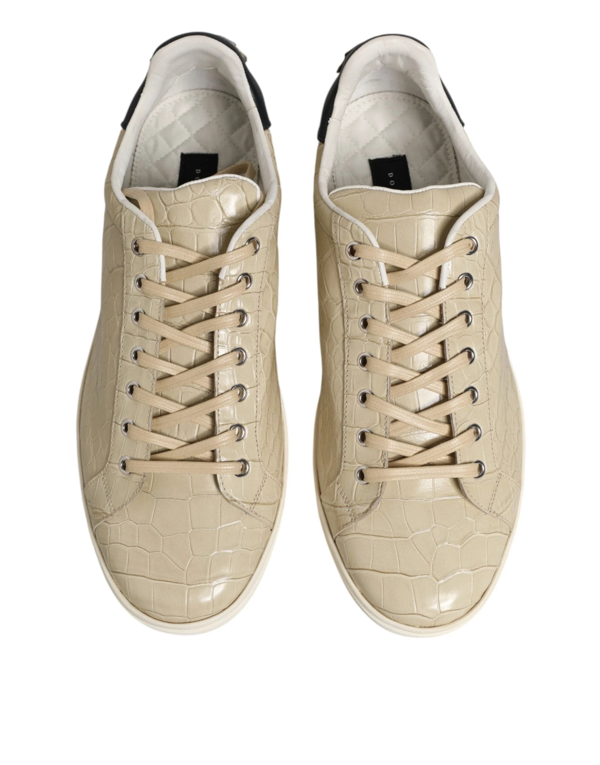 Dolce & Gabbana Beige London Low Top Leather Sneakers Shoes by Dolce & Gabbana