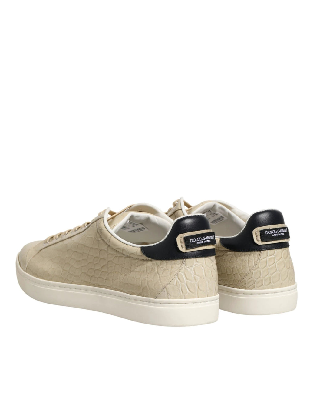Dolce & Gabbana Beige London Low Top Leather Sneakers Shoes by Dolce & Gabbana