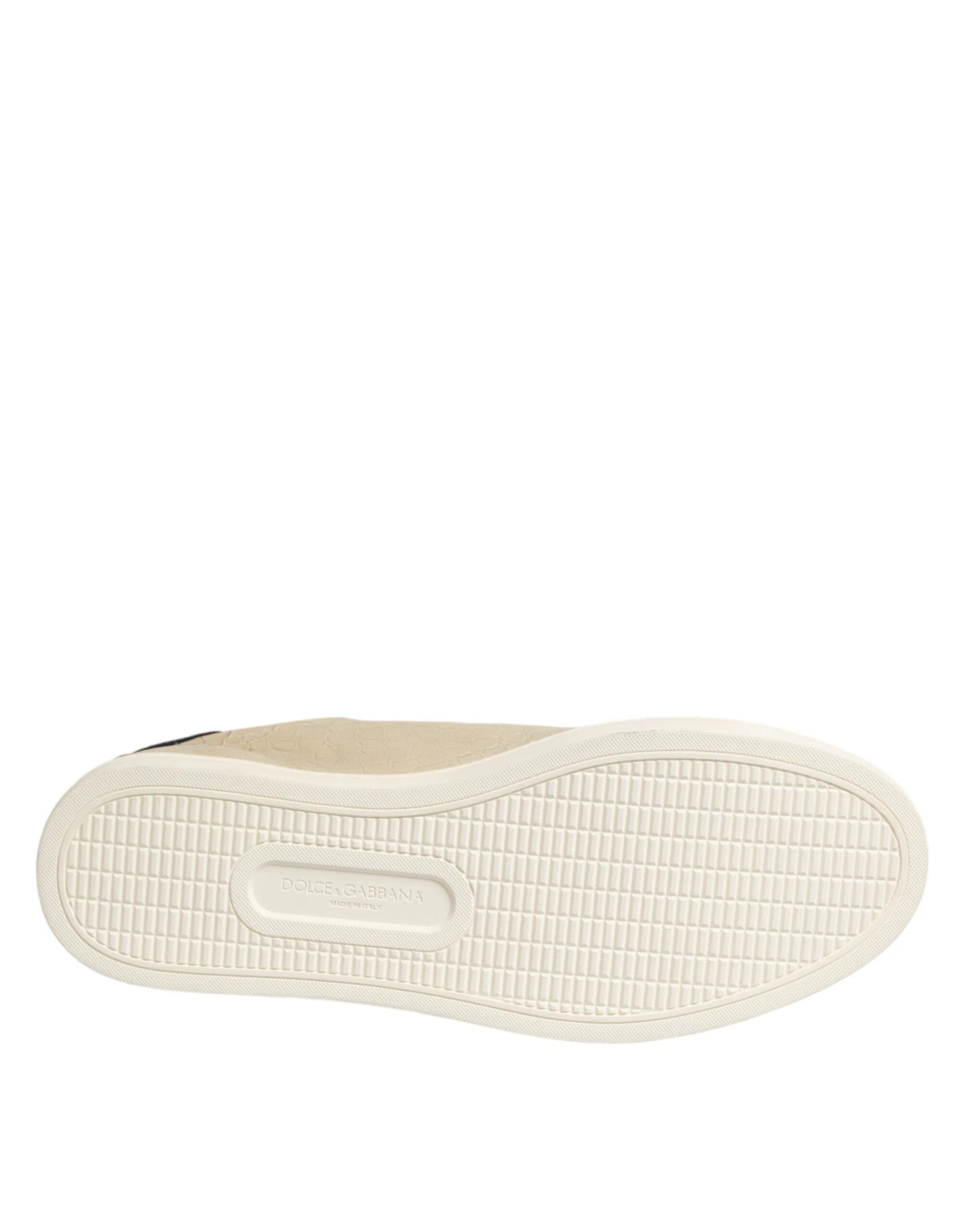 Dolce & Gabbana Beige London Low Top Leather Sneakers Shoes by Dolce & Gabbana