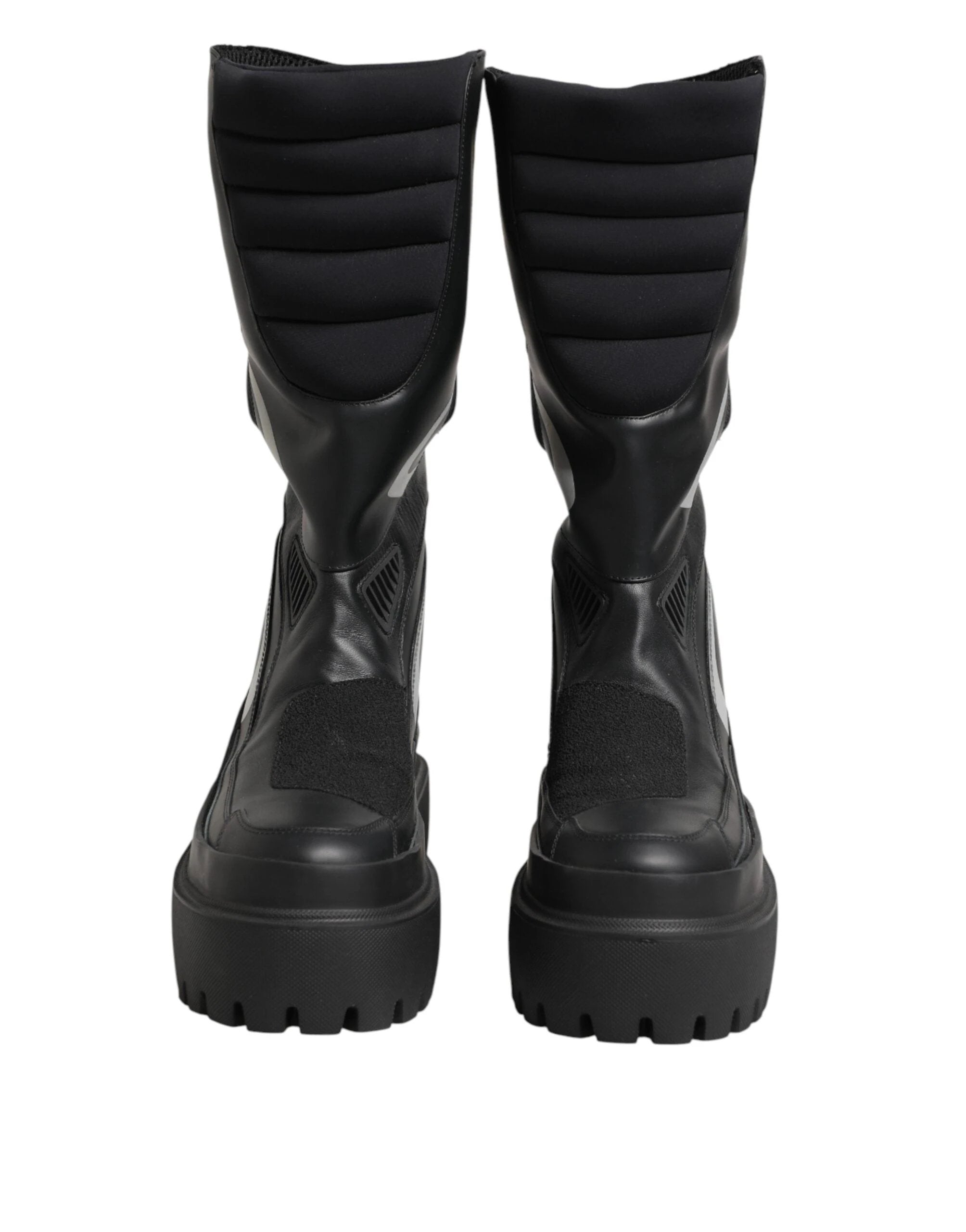 Dolce & Gabbana Black Leather Mid Calf Biker Boots Shoes by Dolce & Gabbana