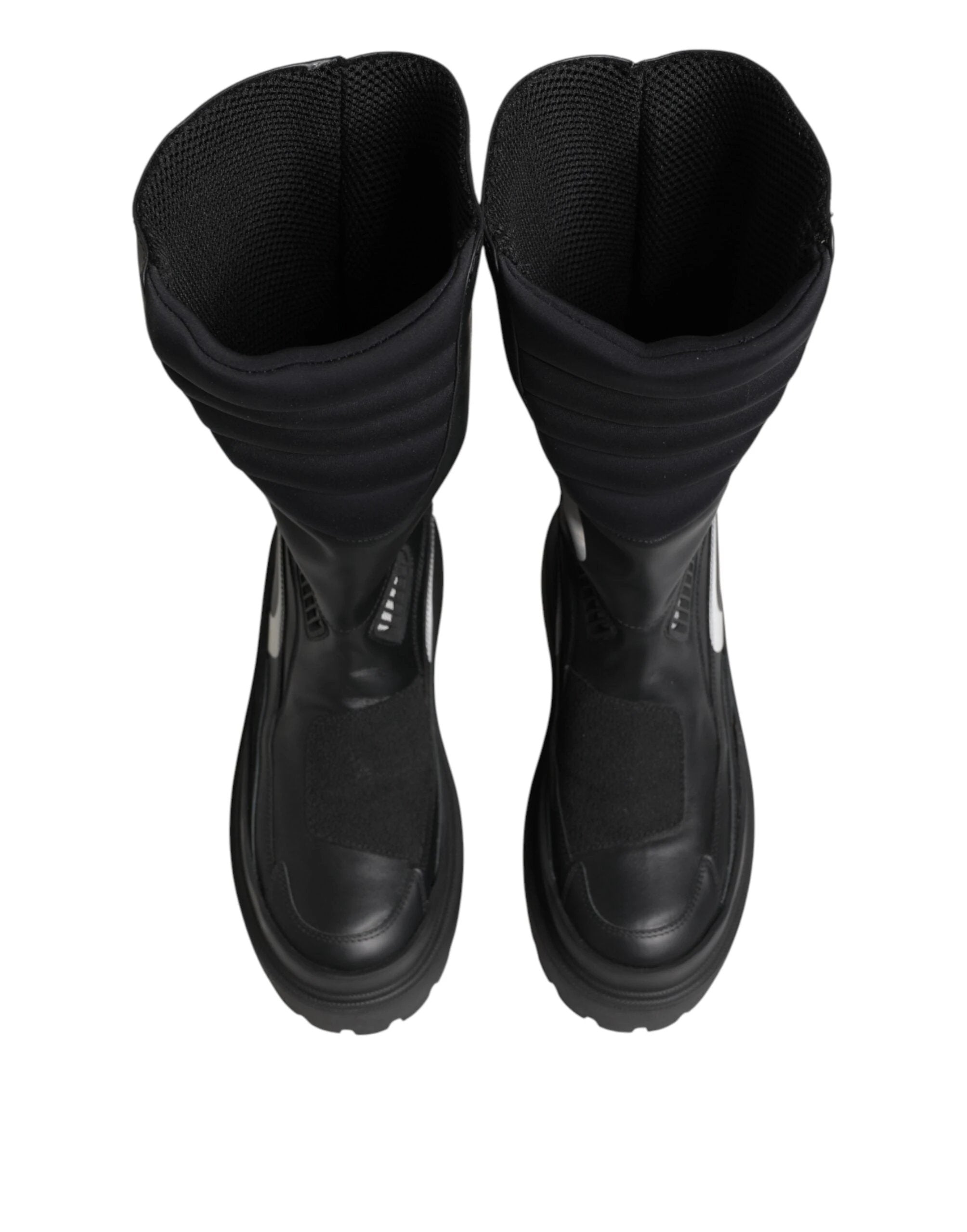 Dolce & Gabbana Black Leather Mid Calf Biker Boots Shoes by Dolce & Gabbana