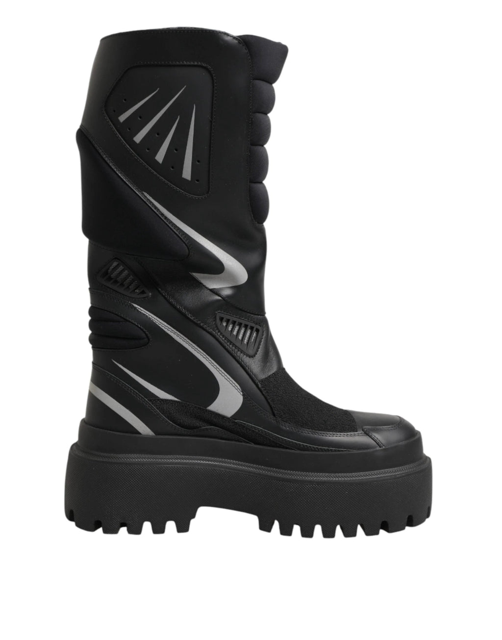 Dolce & Gabbana Black Leather Mid Calf Biker Boots Shoes by Dolce & Gabbana