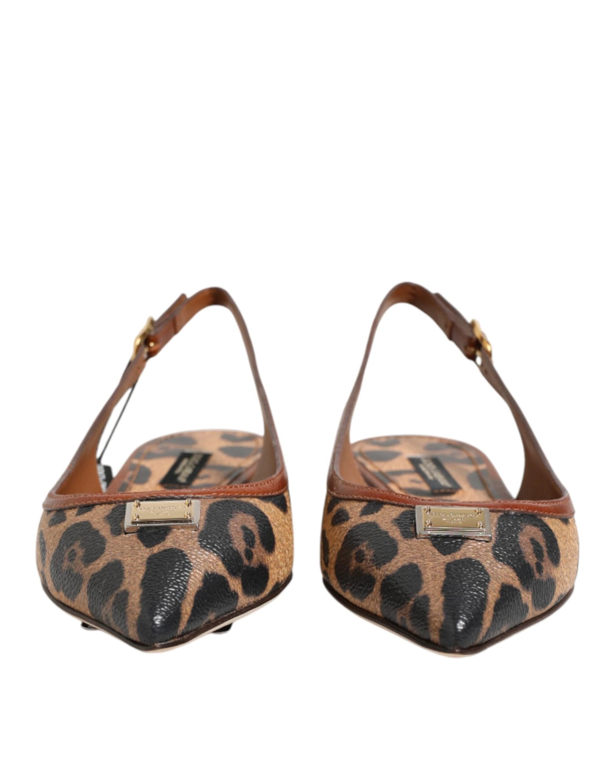 Dolce & Gabbana Brown Leopard Slingback Flats Sandals Shoes by Dolce & Gabbana