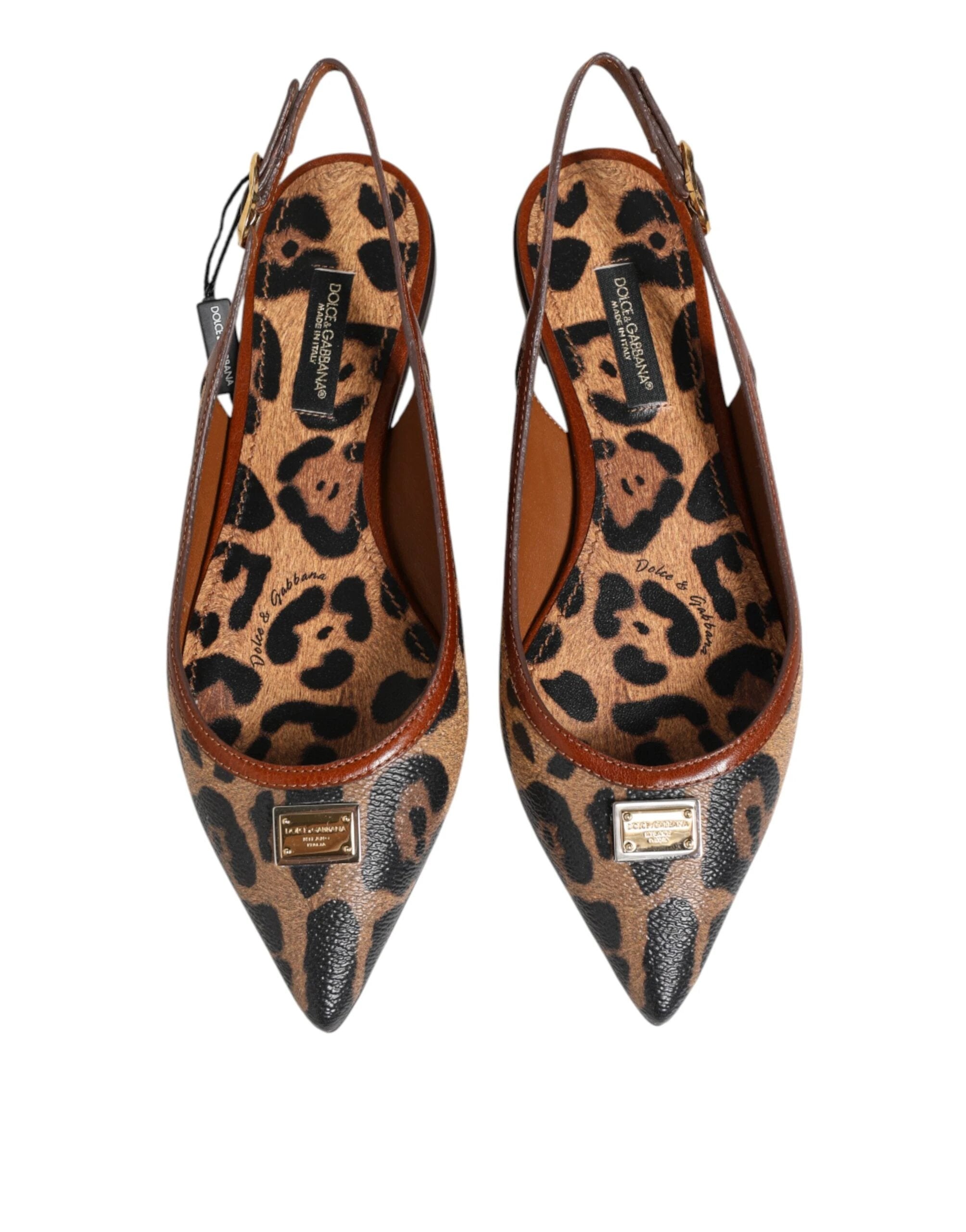 Dolce & Gabbana Brown Leopard Slingback Flats Sandals Shoes by Dolce & Gabbana