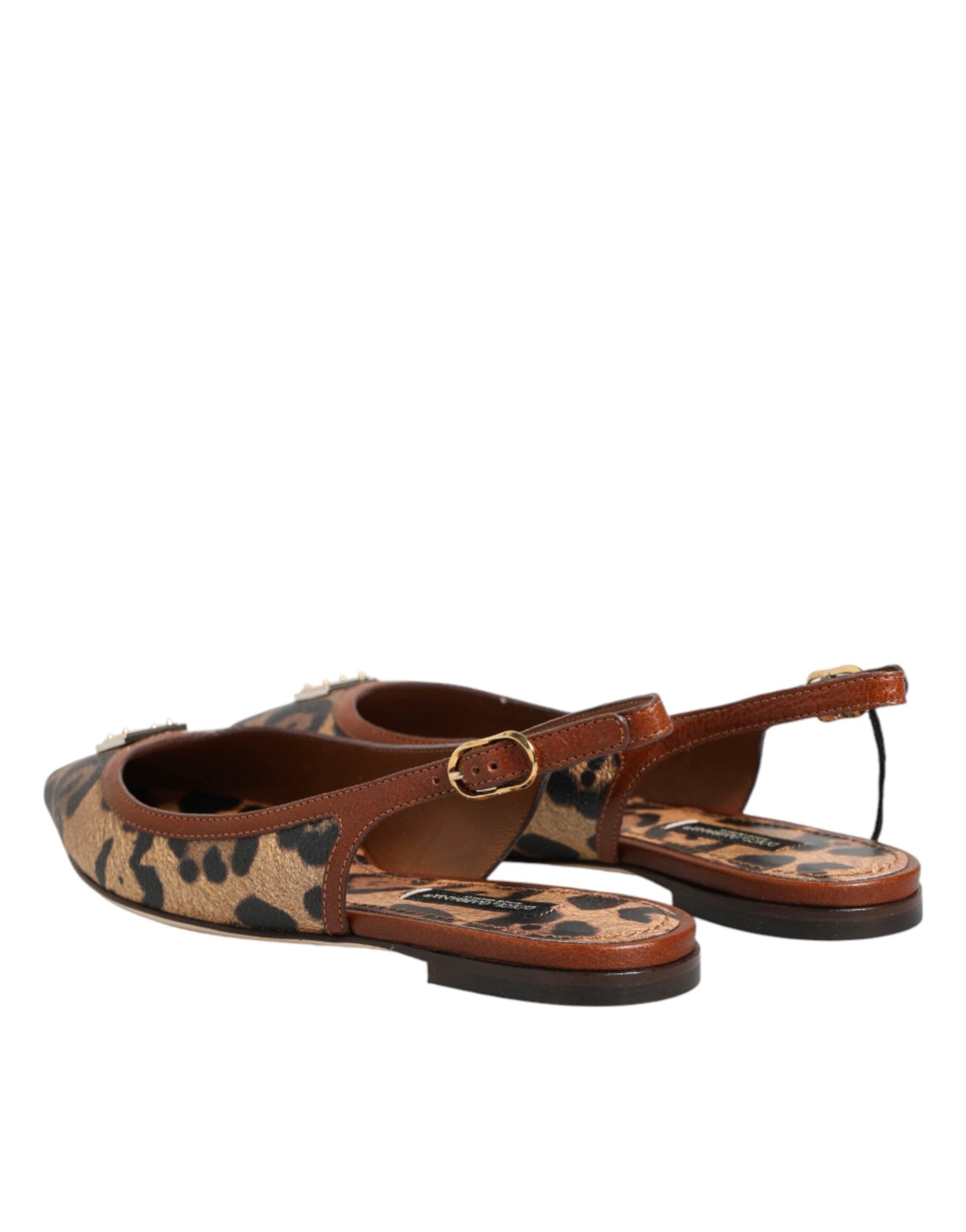 Dolce & Gabbana Brown Leopard Slingback Flats Sandals Shoes by Dolce & Gabbana