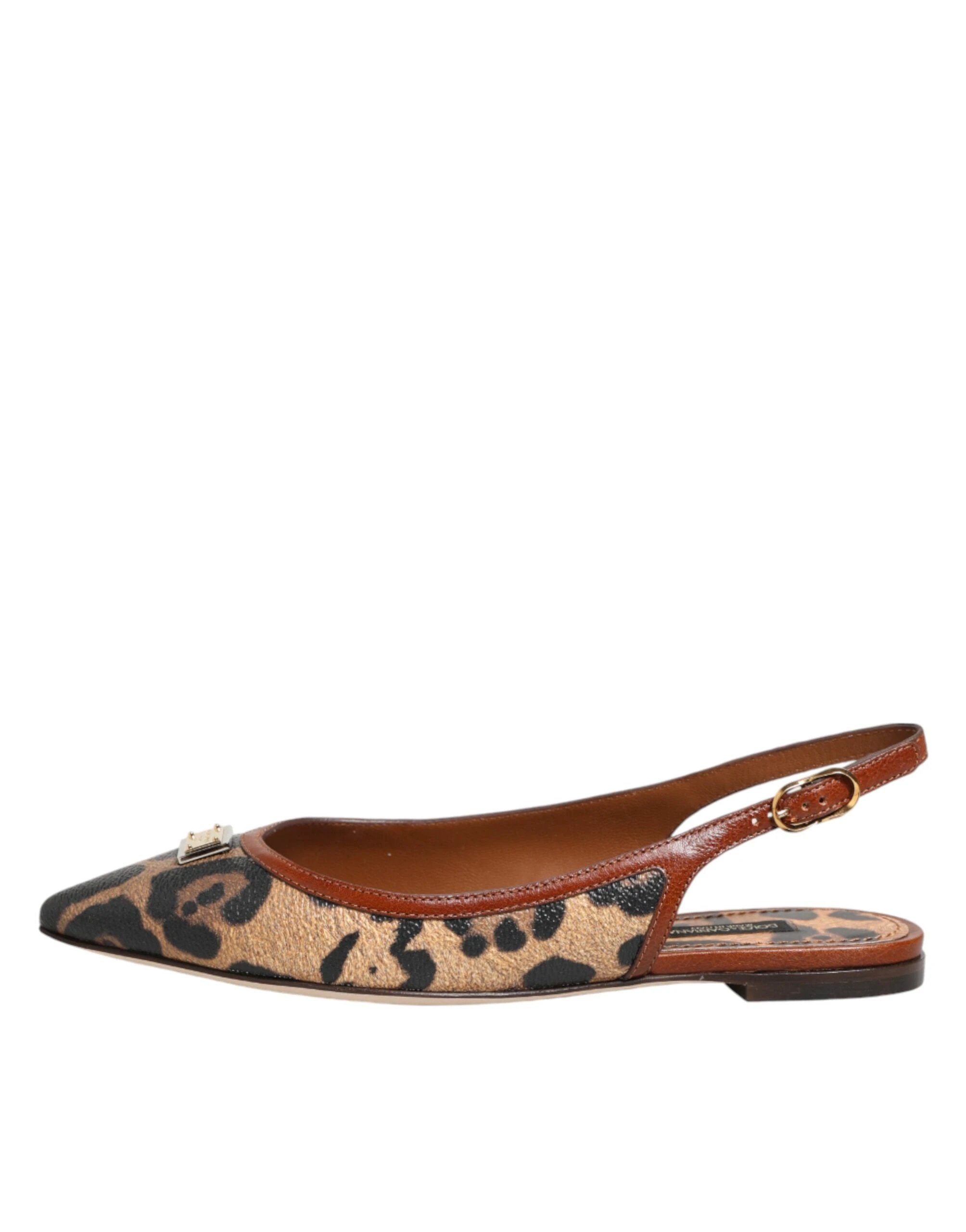 Dolce & Gabbana Brown Leopard Slingback Flats Sandals Shoes by Dolce & Gabbana