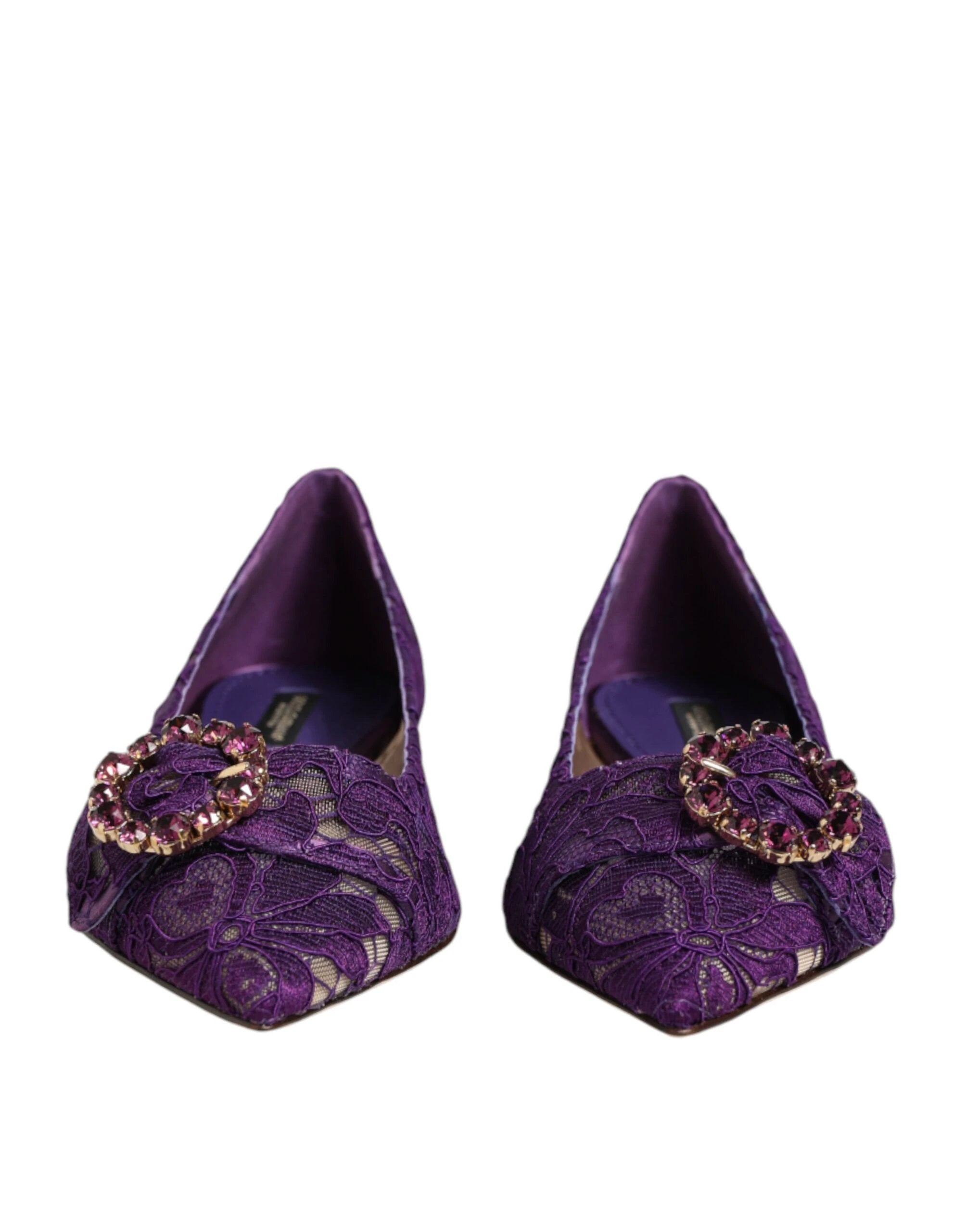 Ballerines Dolce &amp; Gabbana violettes Taormina en dentelle et cristaux