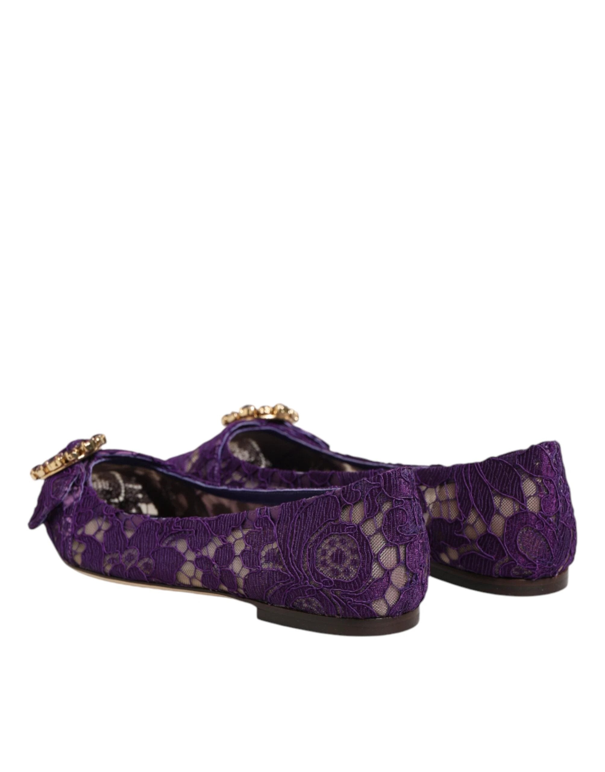 Ballerines Dolce &amp; Gabbana violettes Taormina en dentelle et cristaux