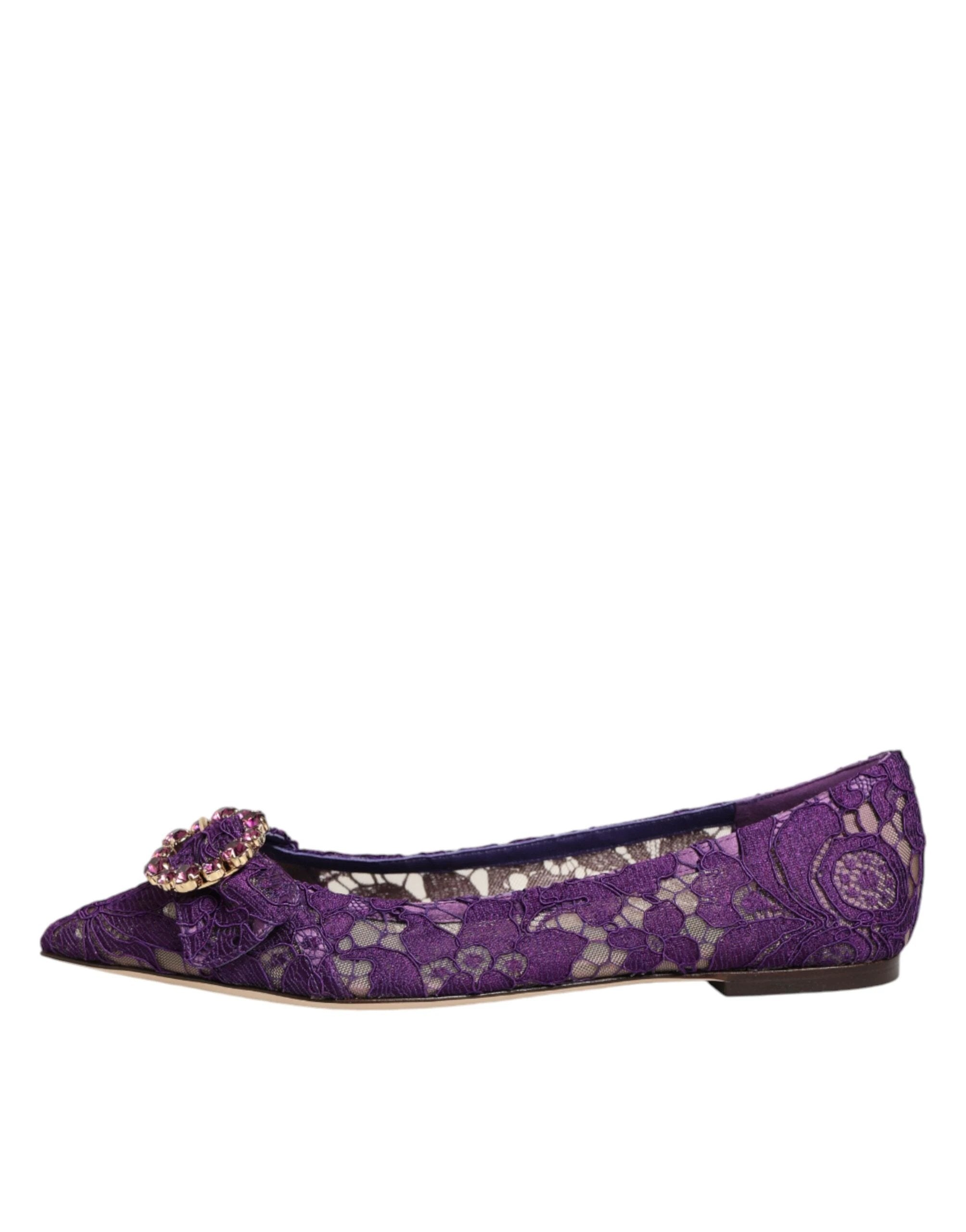 Ballerines Dolce &amp; Gabbana violettes Taormina en dentelle et cristaux