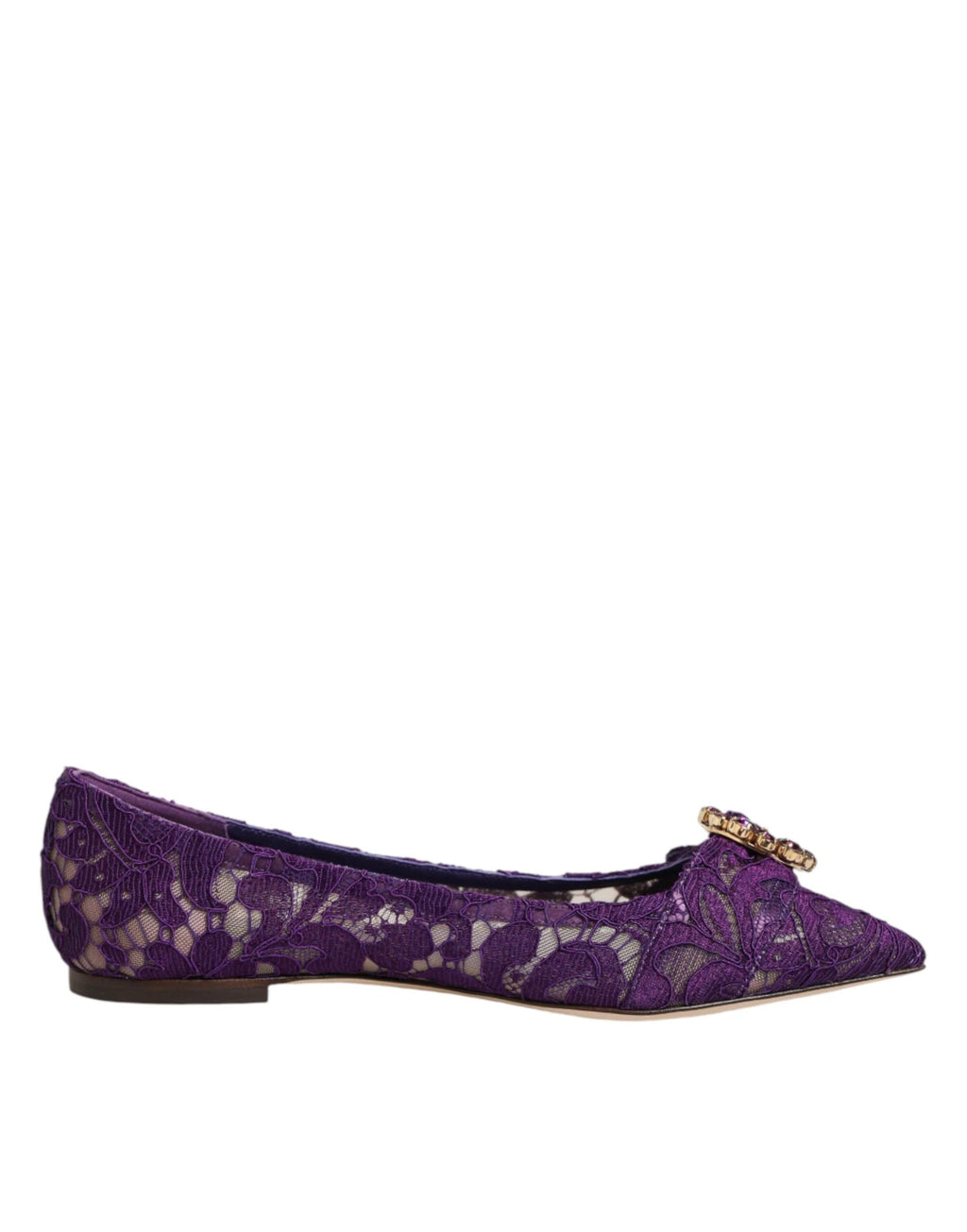 Ballerines Dolce &amp; Gabbana violettes Taormina en dentelle et cristaux