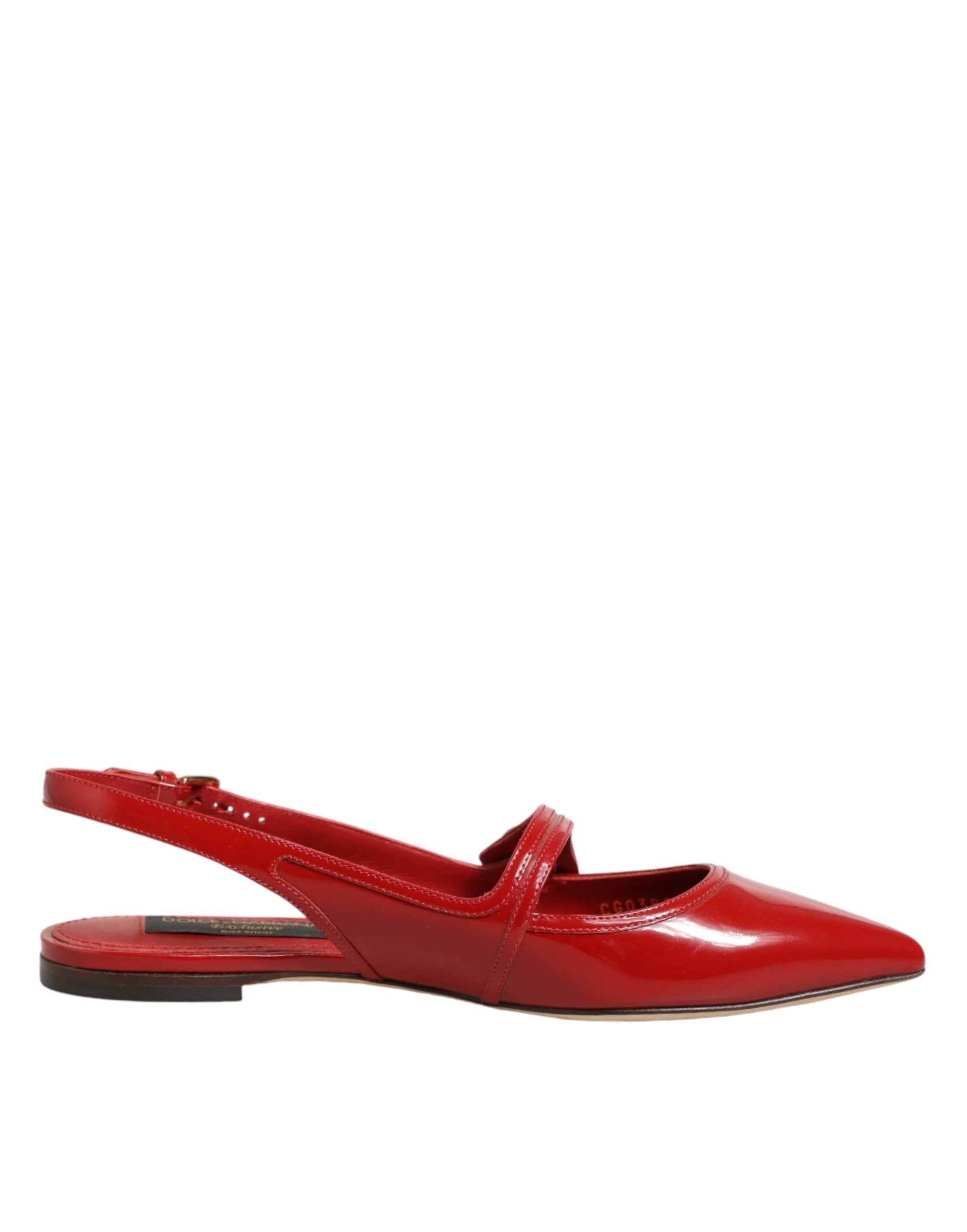 Dolce & Gabbana Red Leather Slingback Flats Sandals Shoes by Dolce & Gabbana