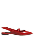 Dolce & Gabbana Red Leather Slingback Flats Sandals Shoes by Dolce & Gabbana