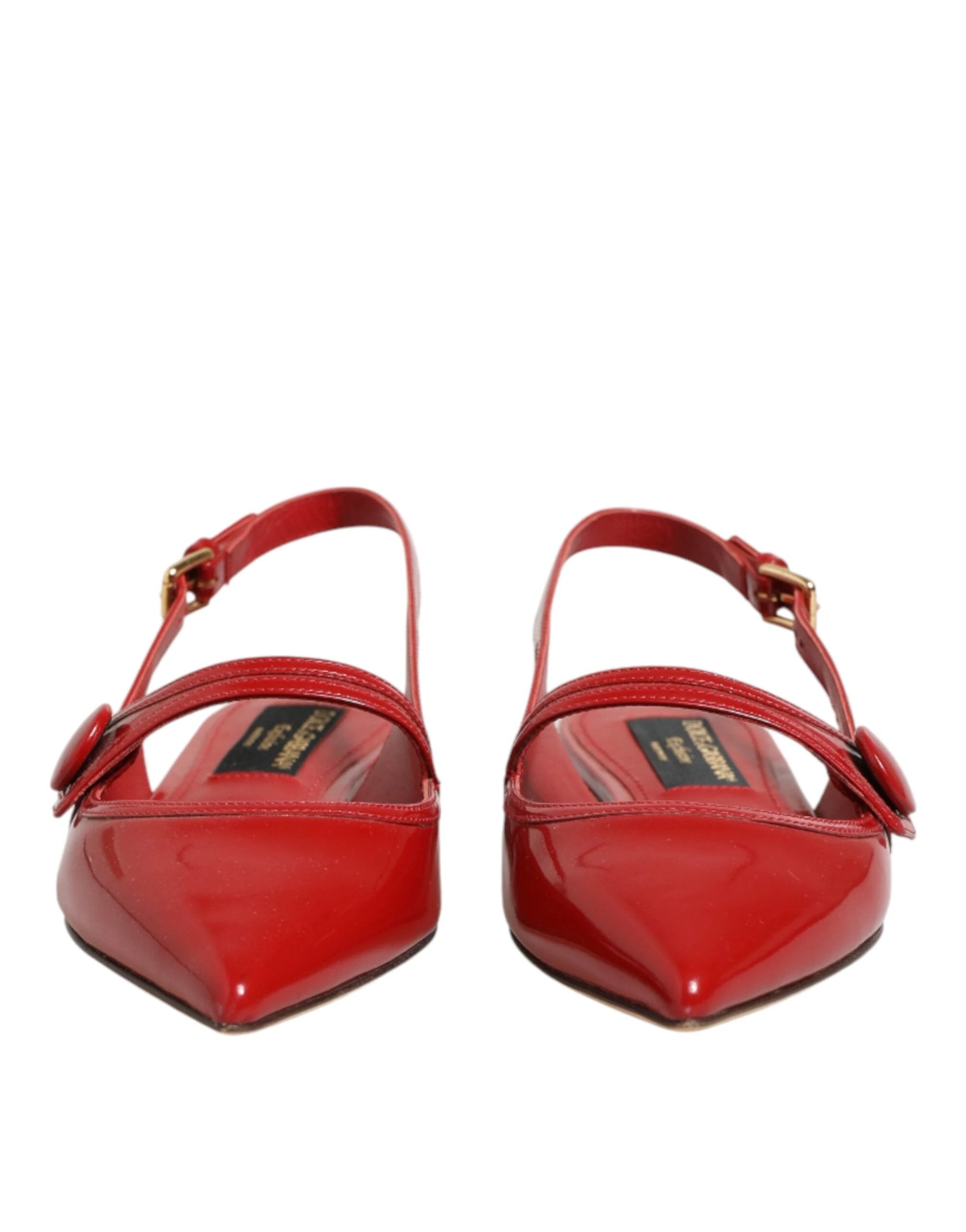 Dolce & Gabbana Red Leather Slingback Flats Sandals Shoes by Dolce & Gabbana