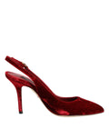 Dolce & Gabbana Red Suede High Heels Slingbacks Sandals Shoes by Dolce & Gabbana
