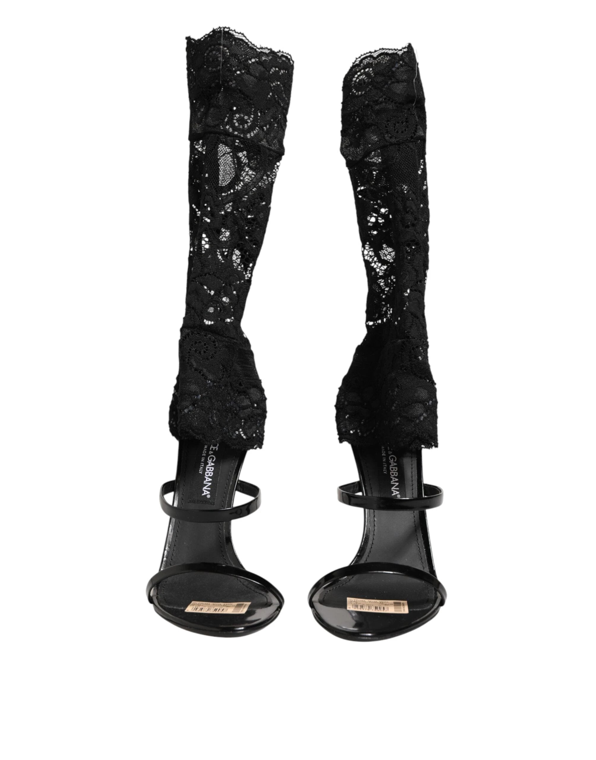 Dolce & Gabbana Black Floral Lace Heels SANDALS Shoes by Dolce & Gabbana