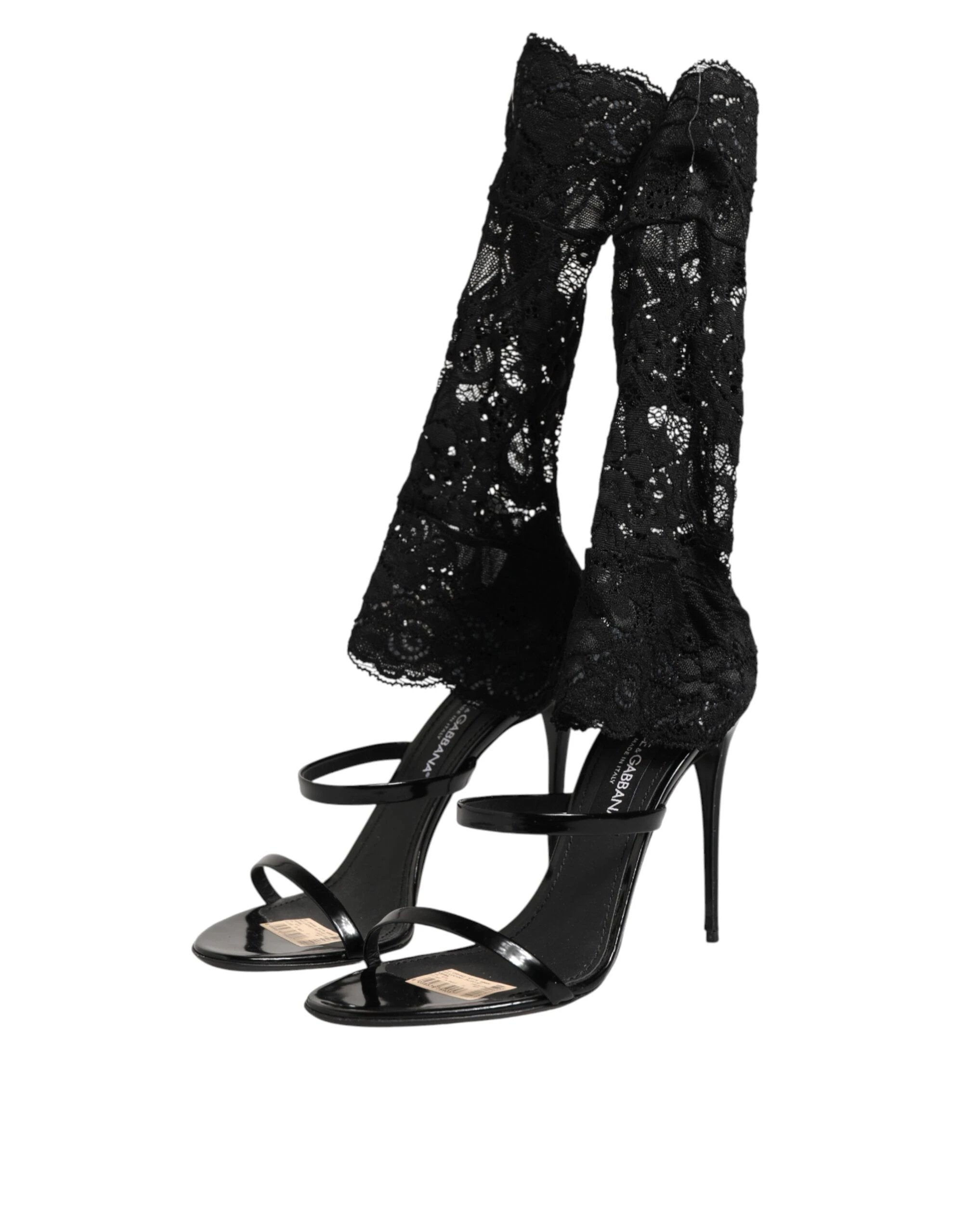 Dolce & Gabbana Black Floral Lace Heels SANDALS Shoes by Dolce & Gabbana