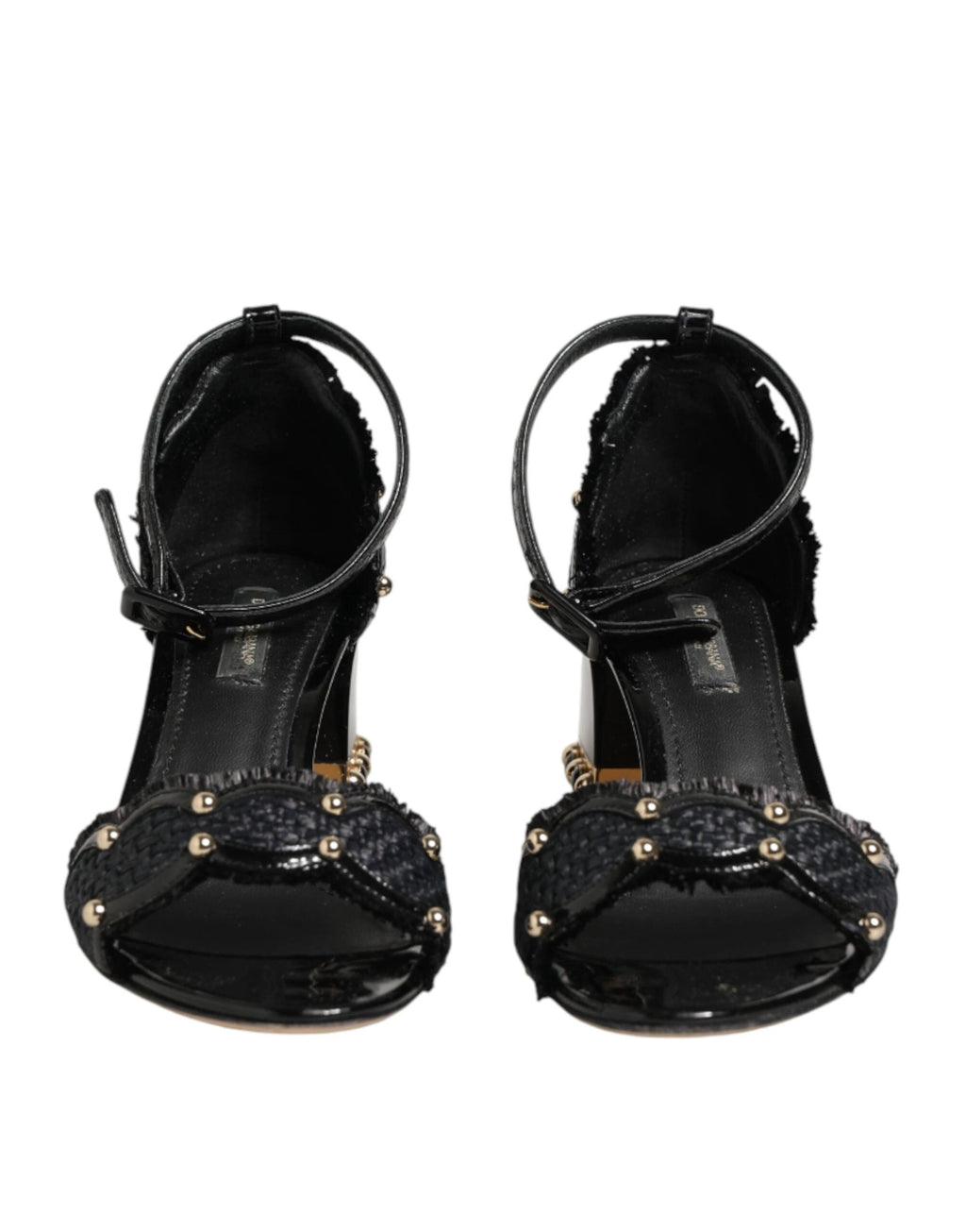 Dolce & Gabbana Black Studded Ankle Strap Sandals Shoes by Dolce & Gabbana
