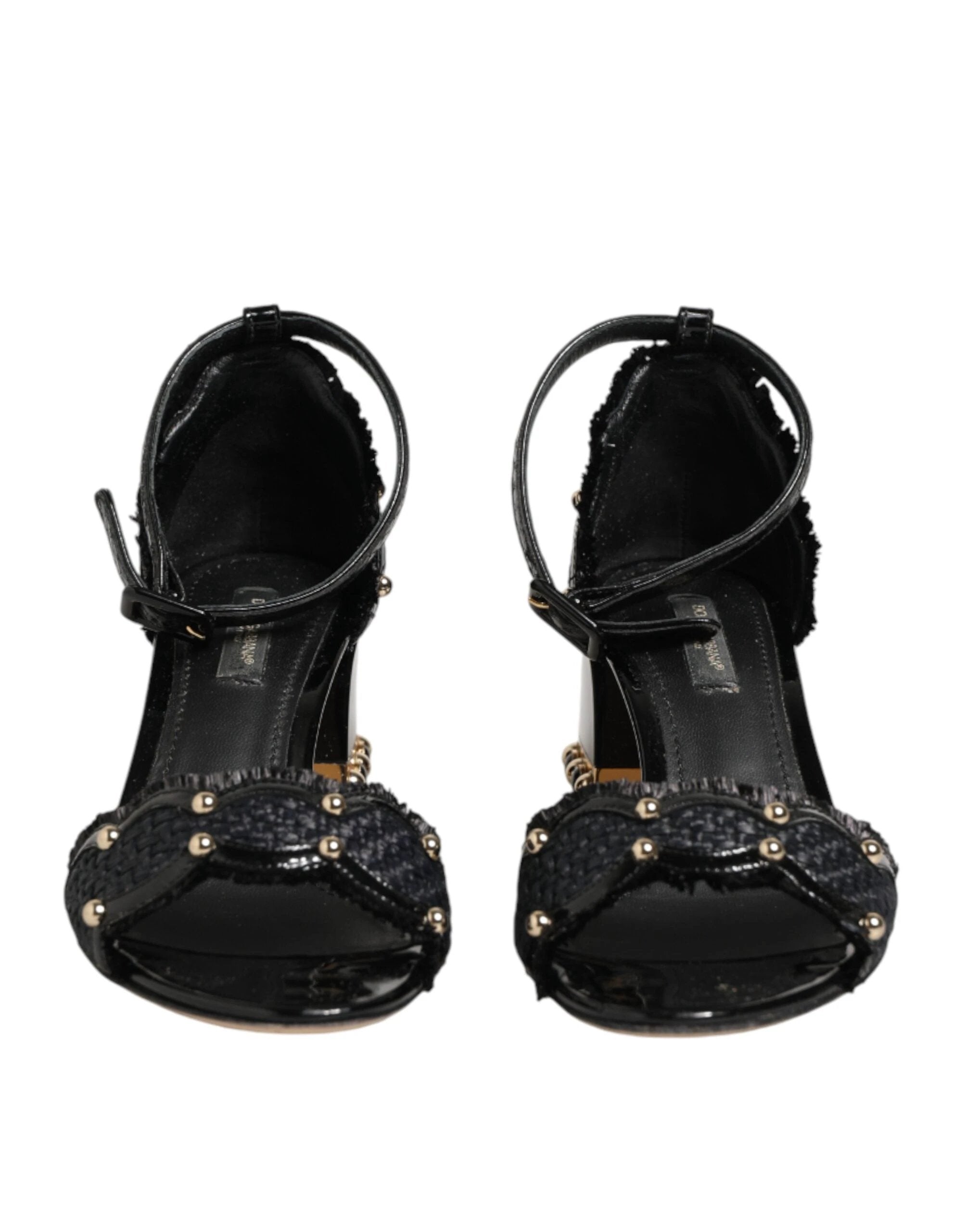Dolce & Gabbana Black Studded Ankle Strap Sandals Shoes by Dolce & Gabbana