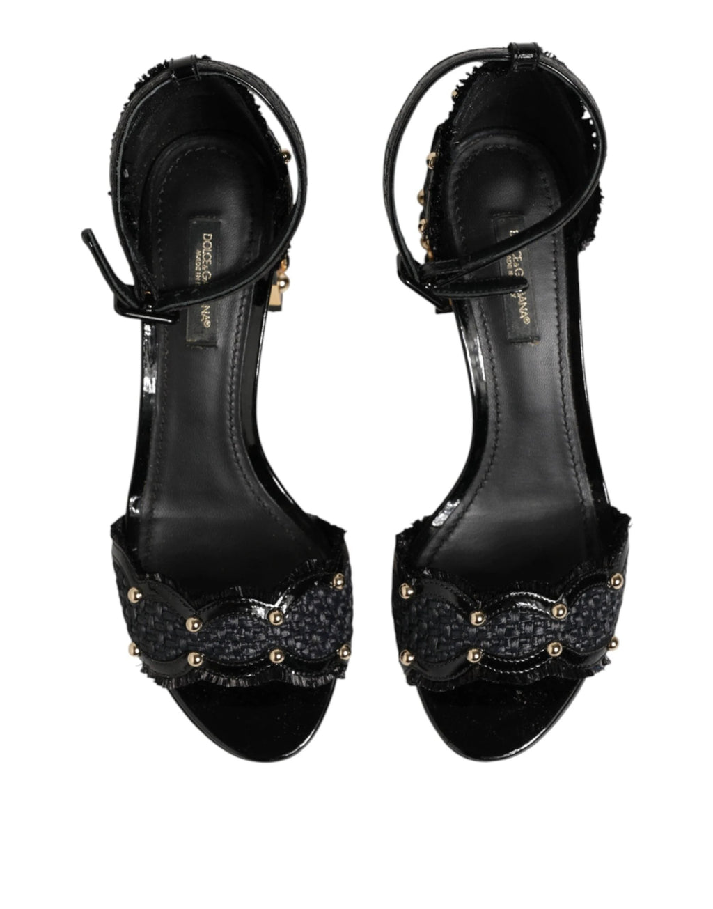 Dolce & Gabbana Black Studded Ankle Strap Sandals Shoes by Dolce & Gabbana