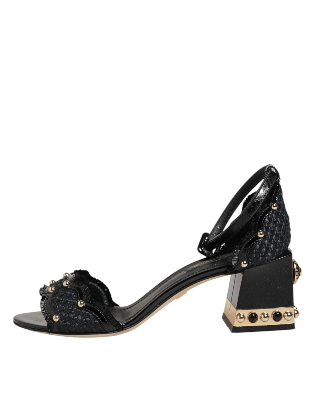 Dolce & Gabbana Black Studded Ankle Strap Sandals Shoes by Dolce & Gabbana