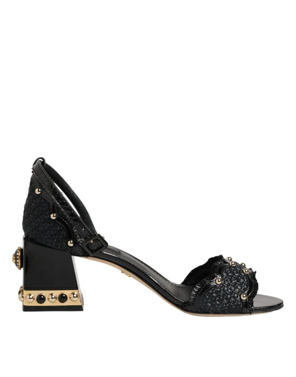 Dolce & Gabbana Black Studded Ankle Strap Sandals Shoes by Dolce & Gabbana