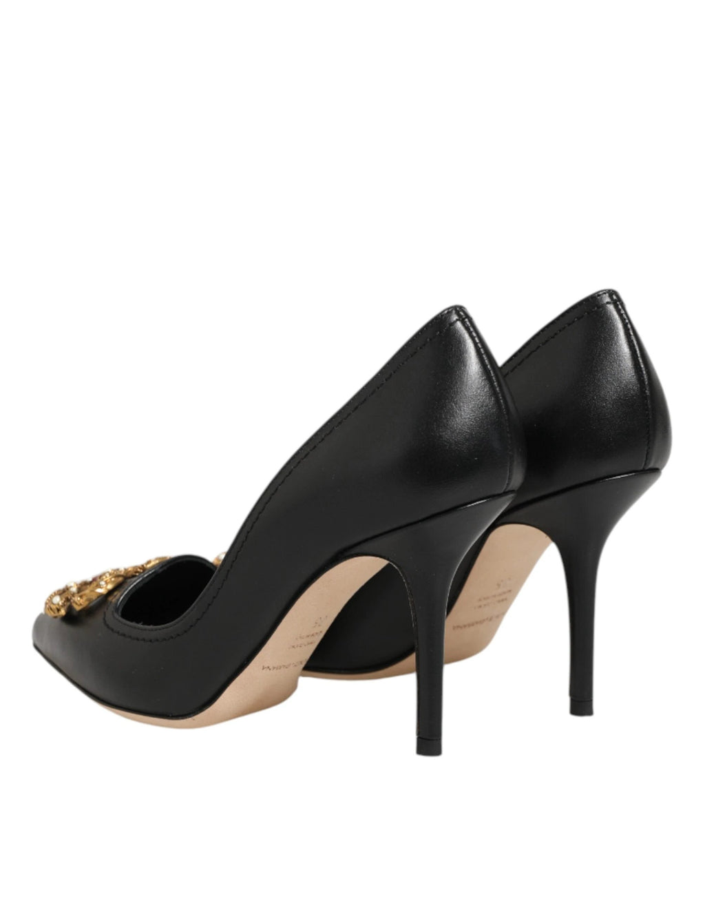 Dolce & Gabbana Black Leather DG Amore Heels Pumps Shoes by Dolce & Gabbana