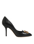 Dolce & Gabbana Black Leather DG Amore Heels Pumps Shoes by Dolce & Gabbana