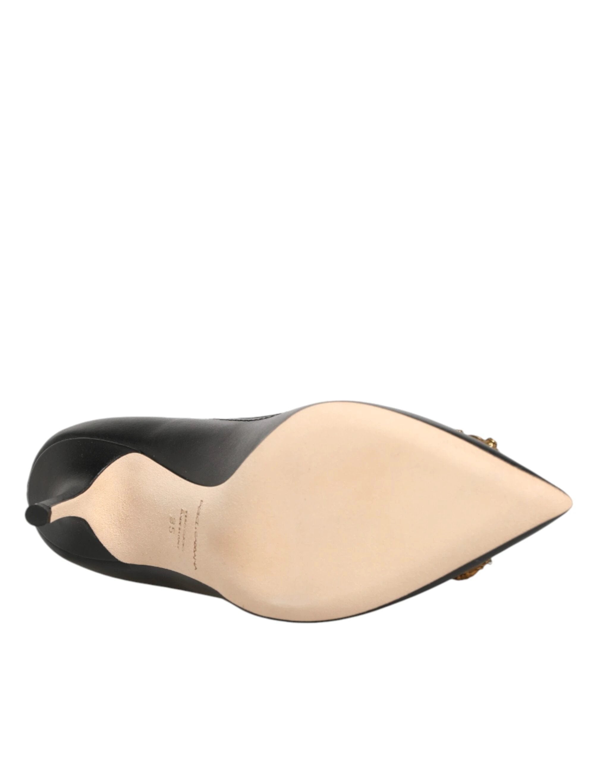 Dolce & Gabbana Black Leather DG Amore Heels Pumps Shoes by Dolce & Gabbana