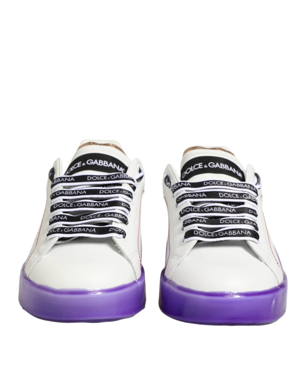 Dolce & Gabbana White Purple Leather Low Top Sneaker Shoes by Dolce & Gabbana