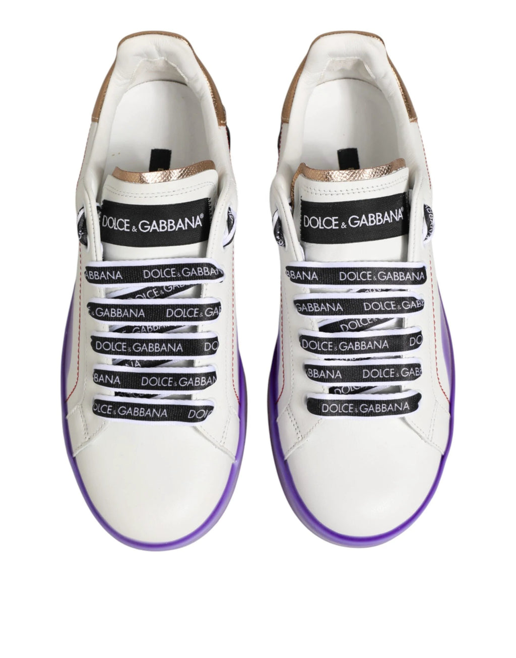 Dolce & Gabbana White Purple Leather Low Top Sneaker Shoes by Dolce & Gabbana